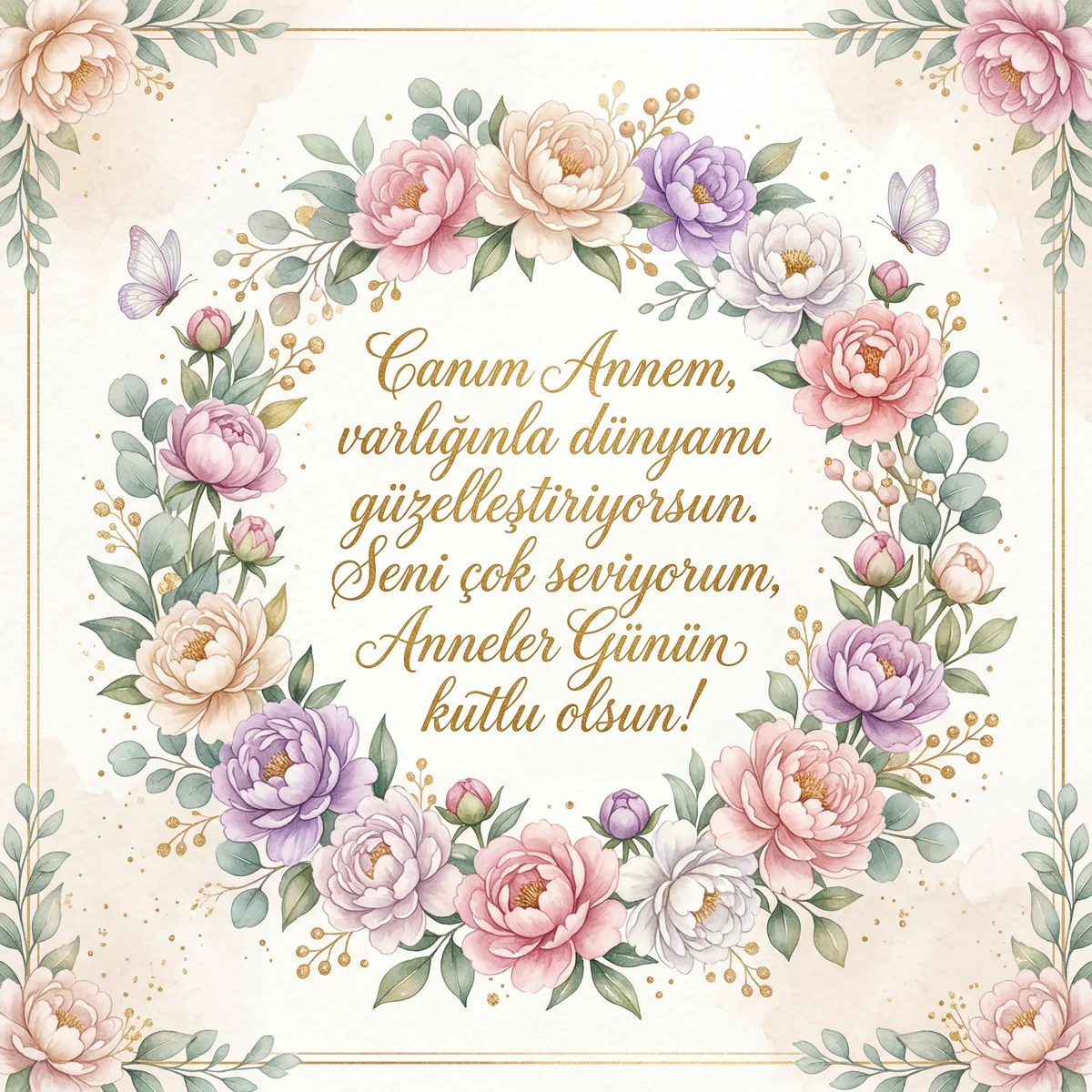 Anneler Günü için anneye kısa ve içten bir tebrik kartı metn...