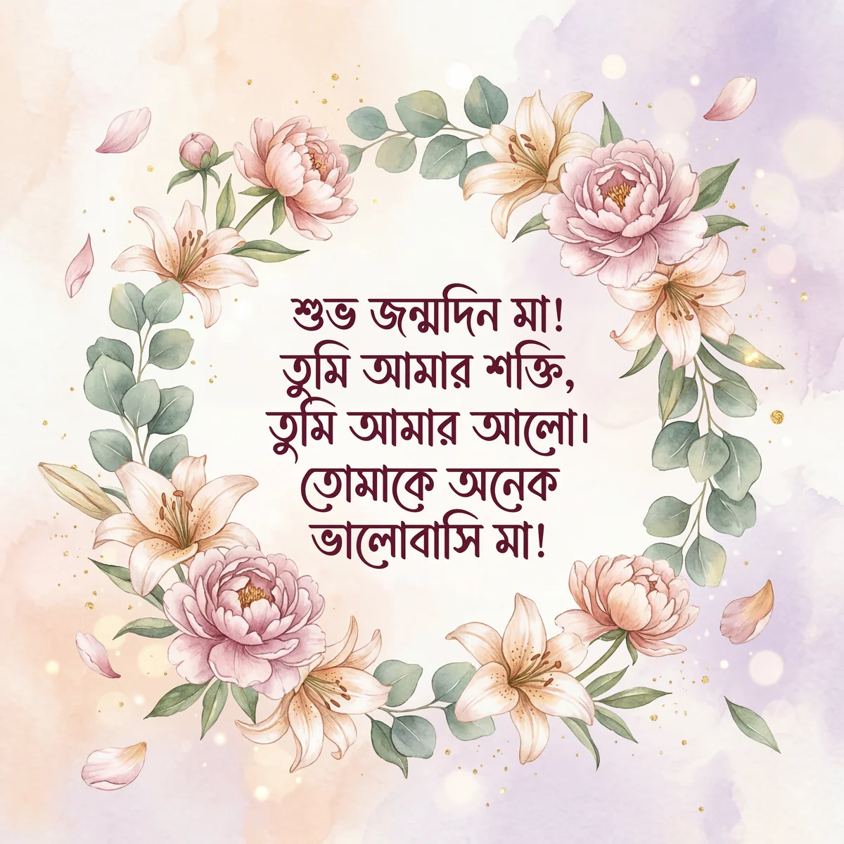 প্রিয় মায়ের জন্য জন্মদিনের শুভেচ্ছা কার্ড