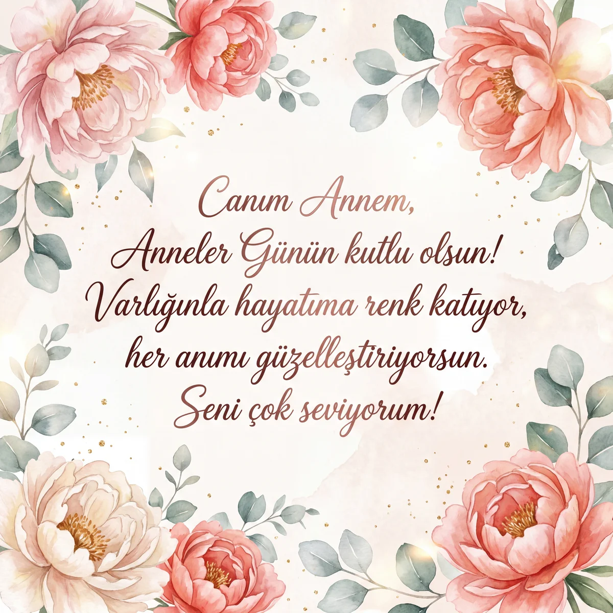 Canım anneme Anneler Günü kartı