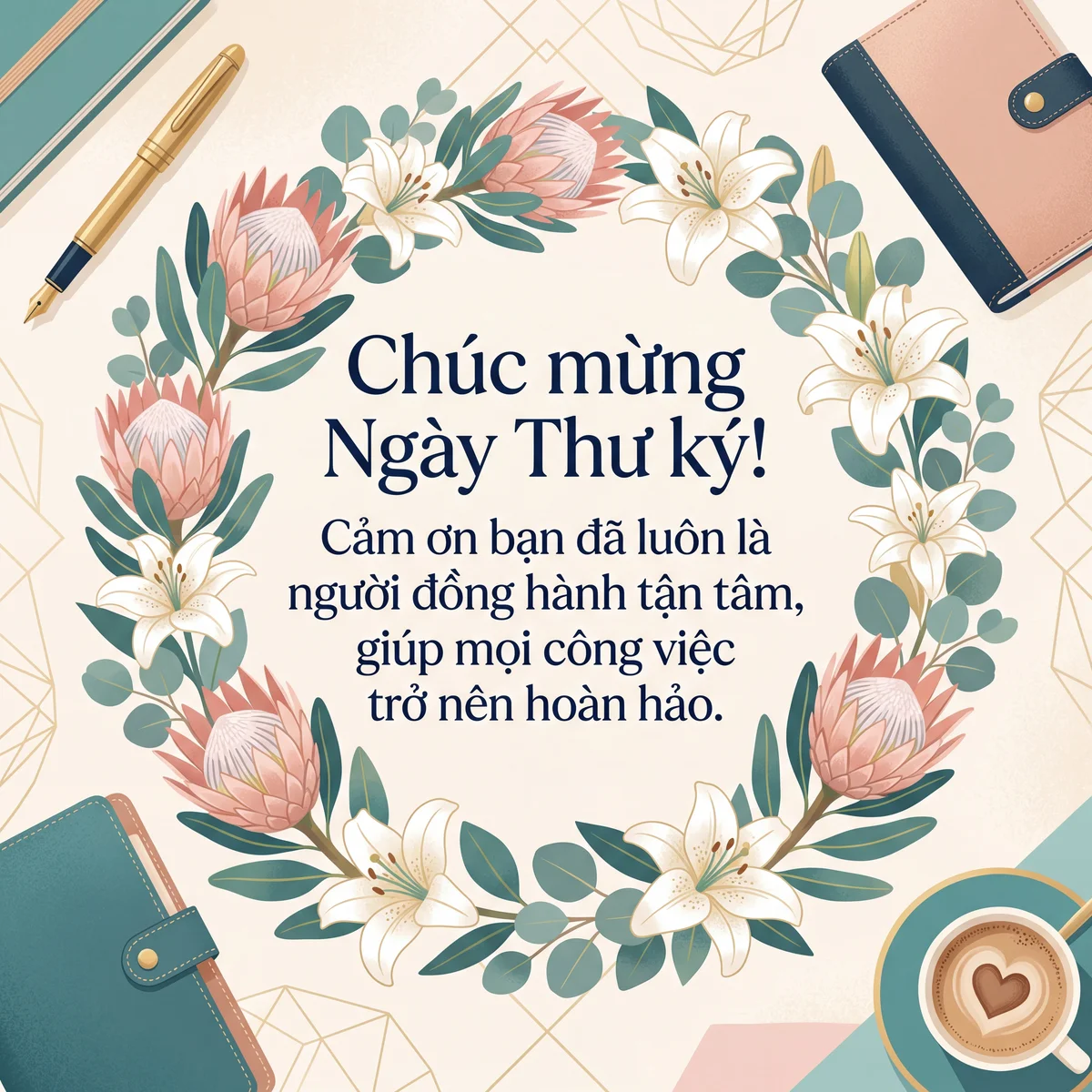 thiệp chúc mừng Ngày Thư ký