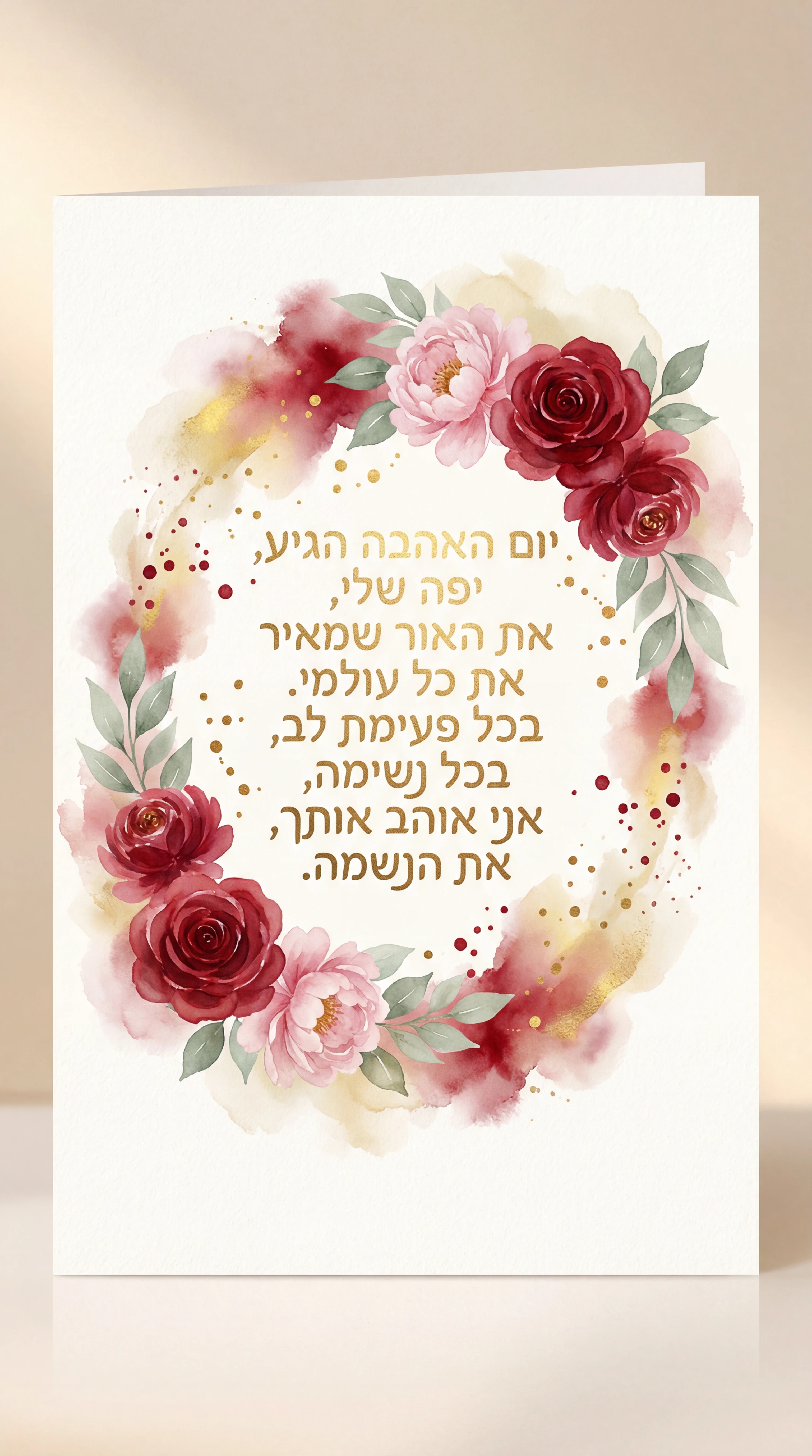 כרטיס ברכה ליום האהבה לאהובתי