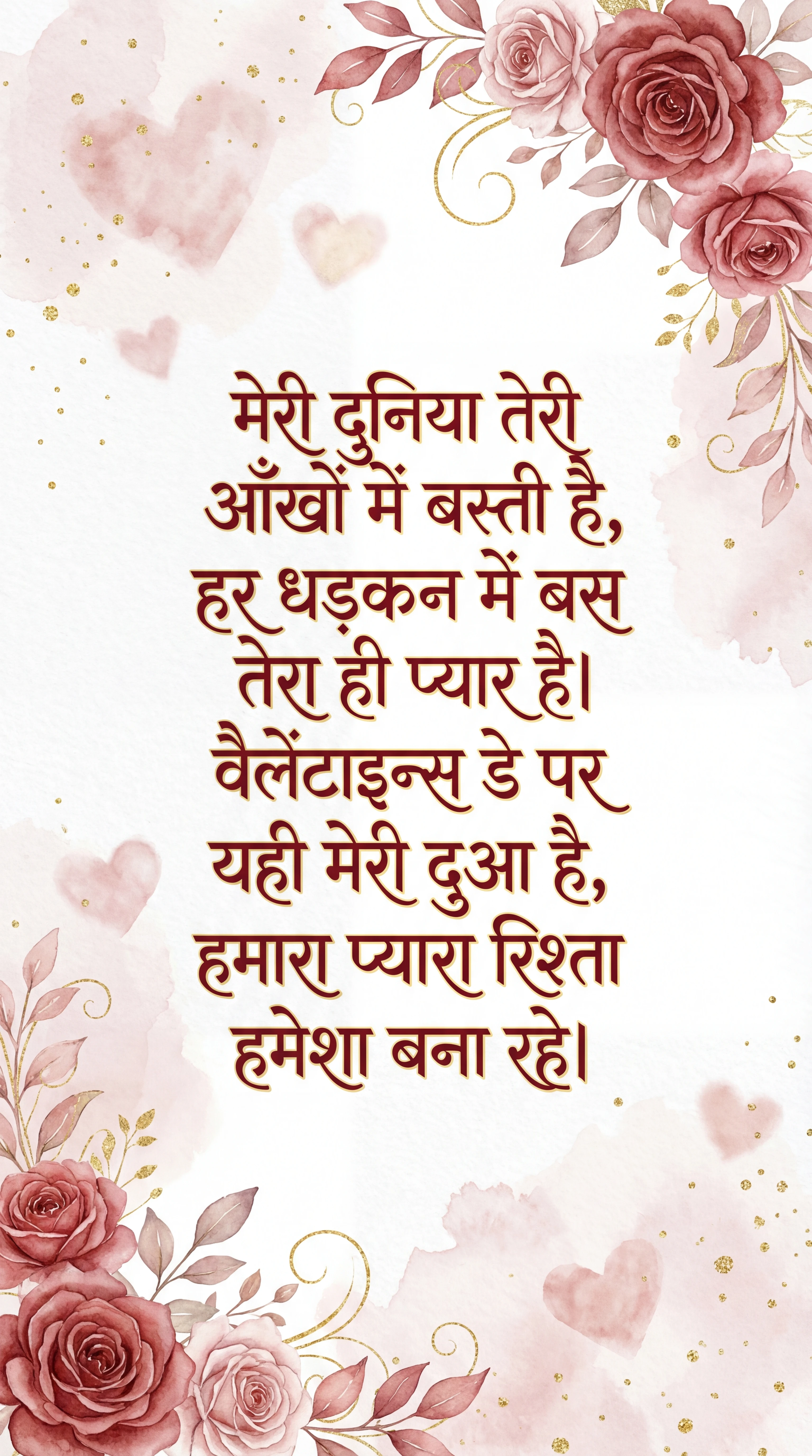 मेरे प्यार को वैलेंटाइन डे की हार्दिक शुभकामनाएँ!