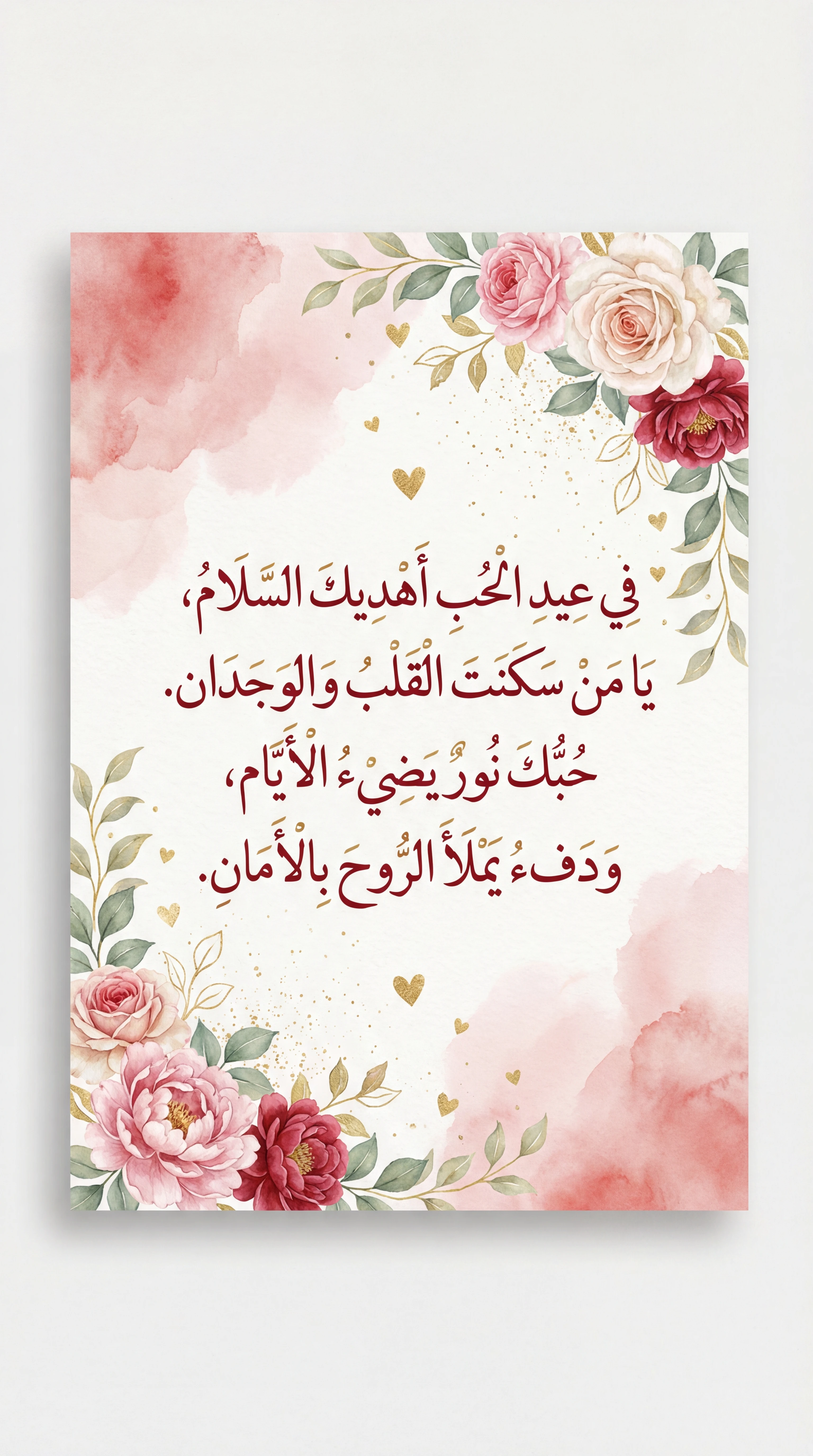 نص لبطاقة تهنئة قصيرة بمناسبة عيد الحب