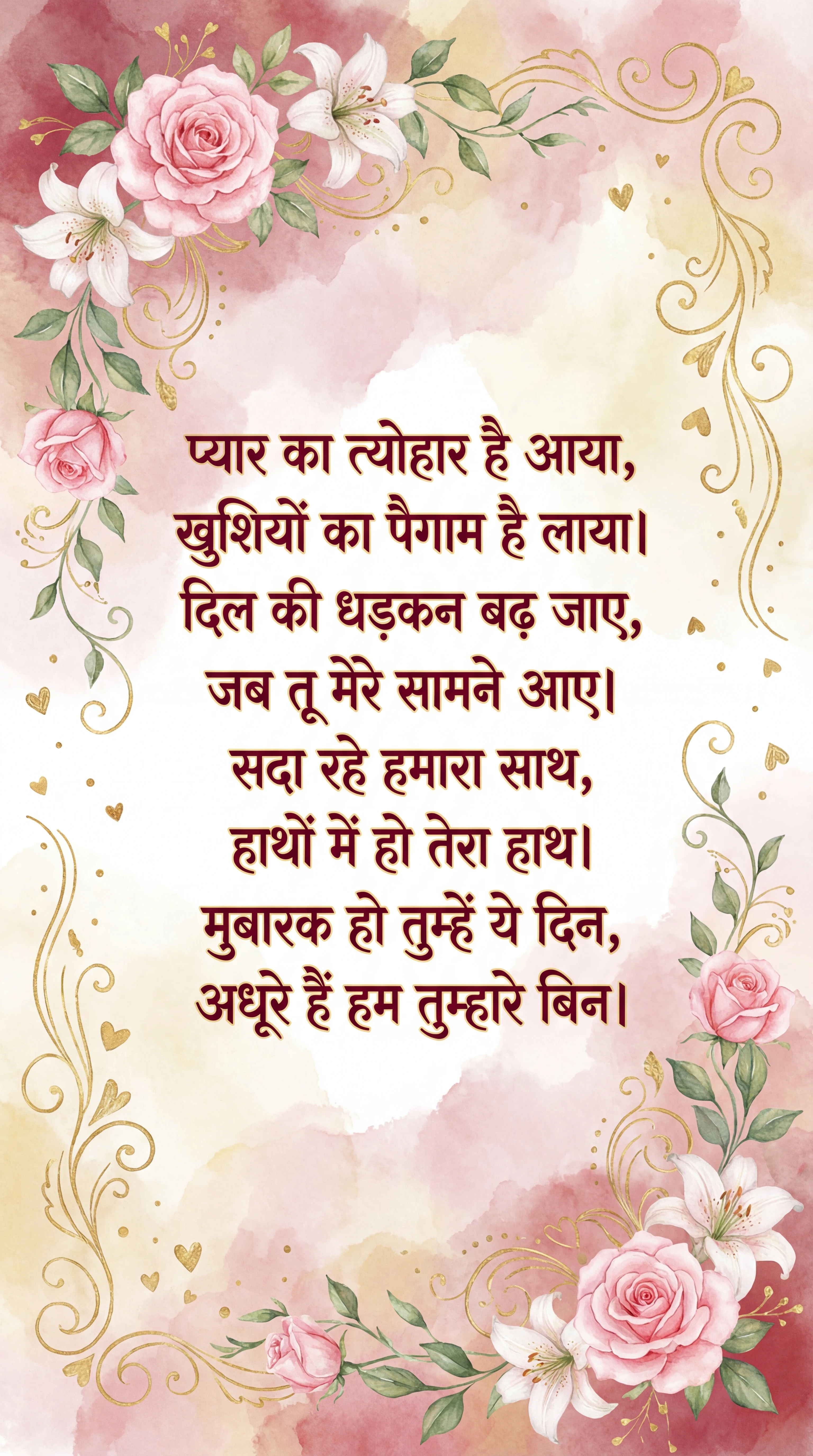 वैलेंटाइन डे के लिए शुभकामना संदेश