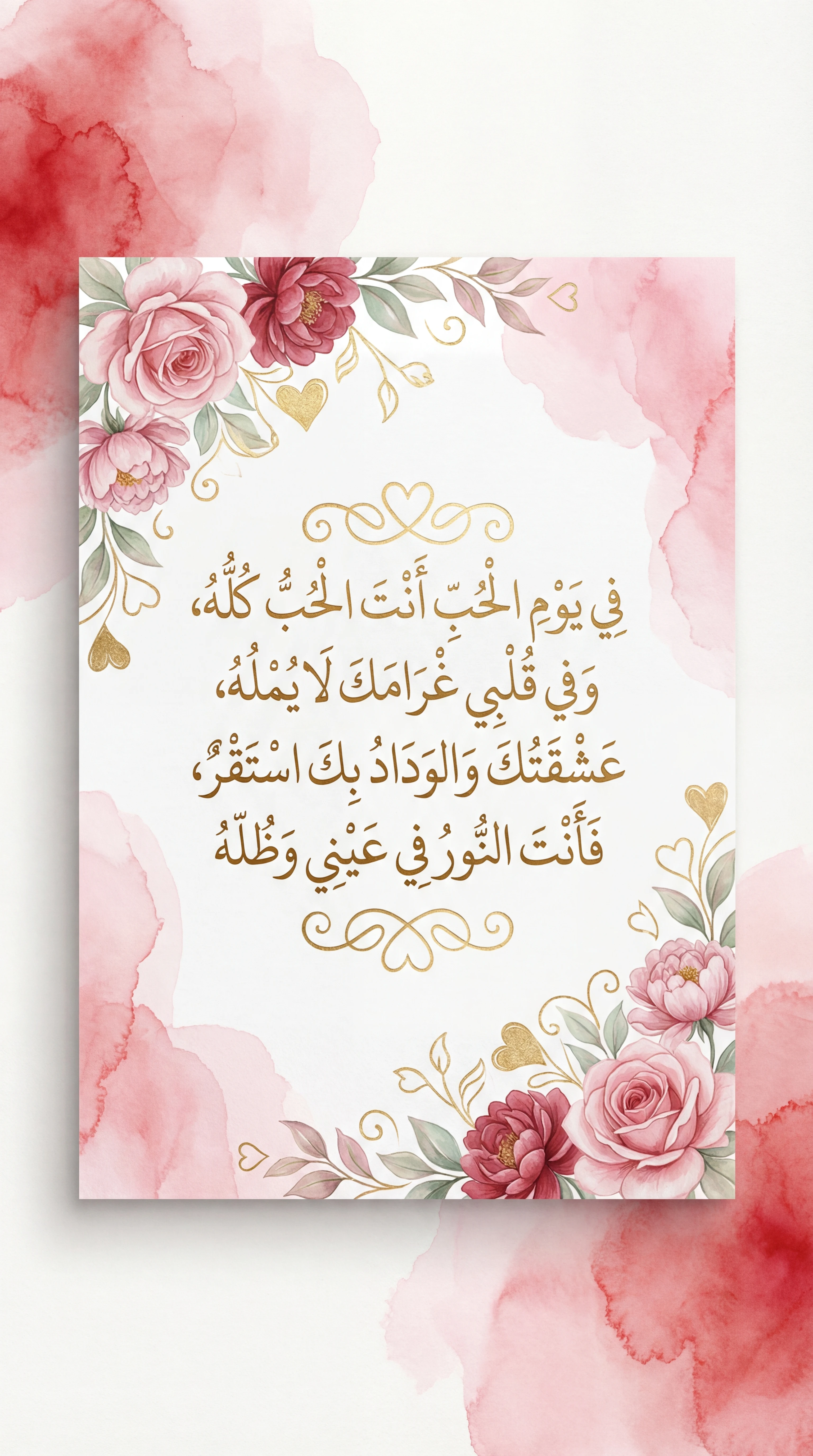 عبارات قصيرة لعيد الحب للحبيب على بطاقة تهنئة