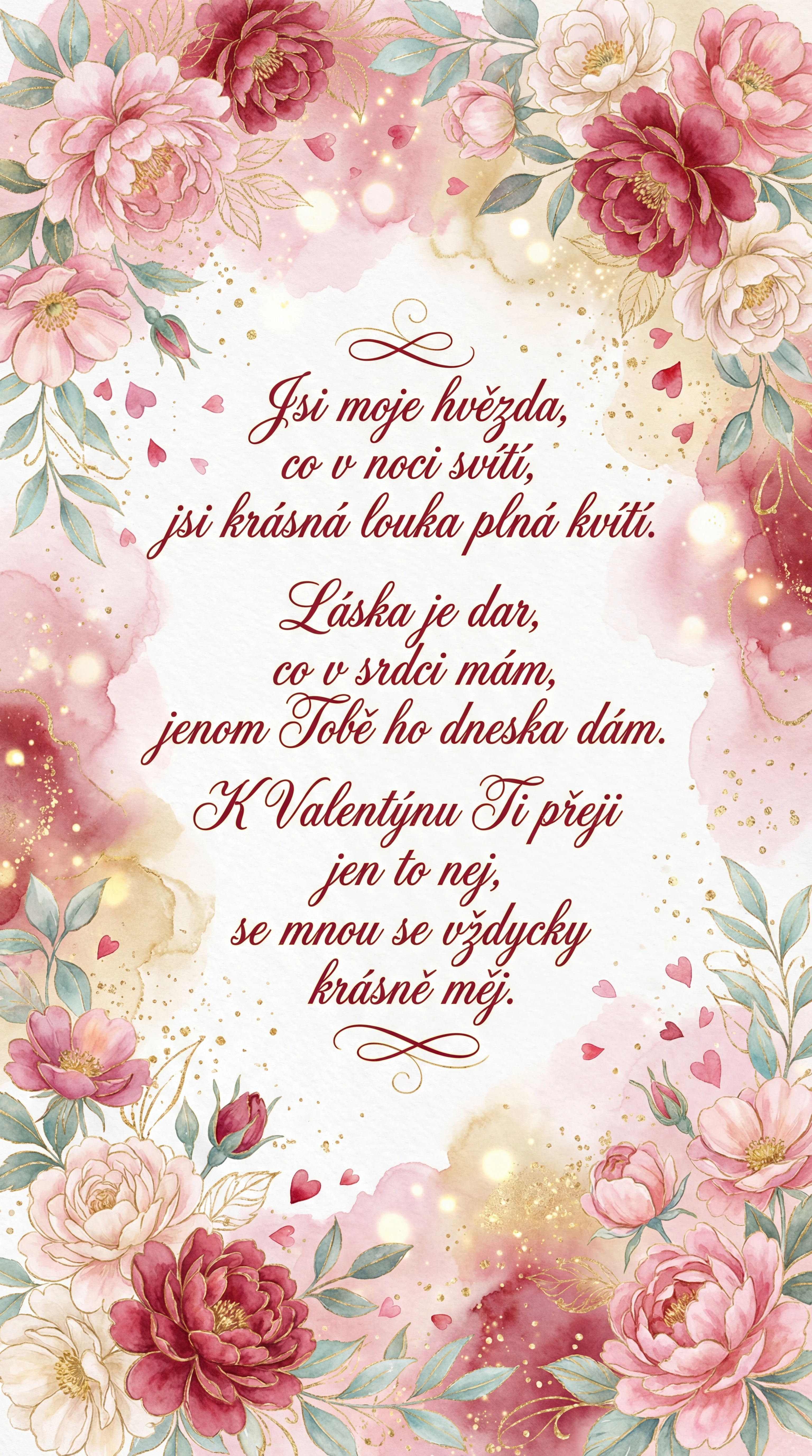 Přání k Valentýnu pro mou lásku