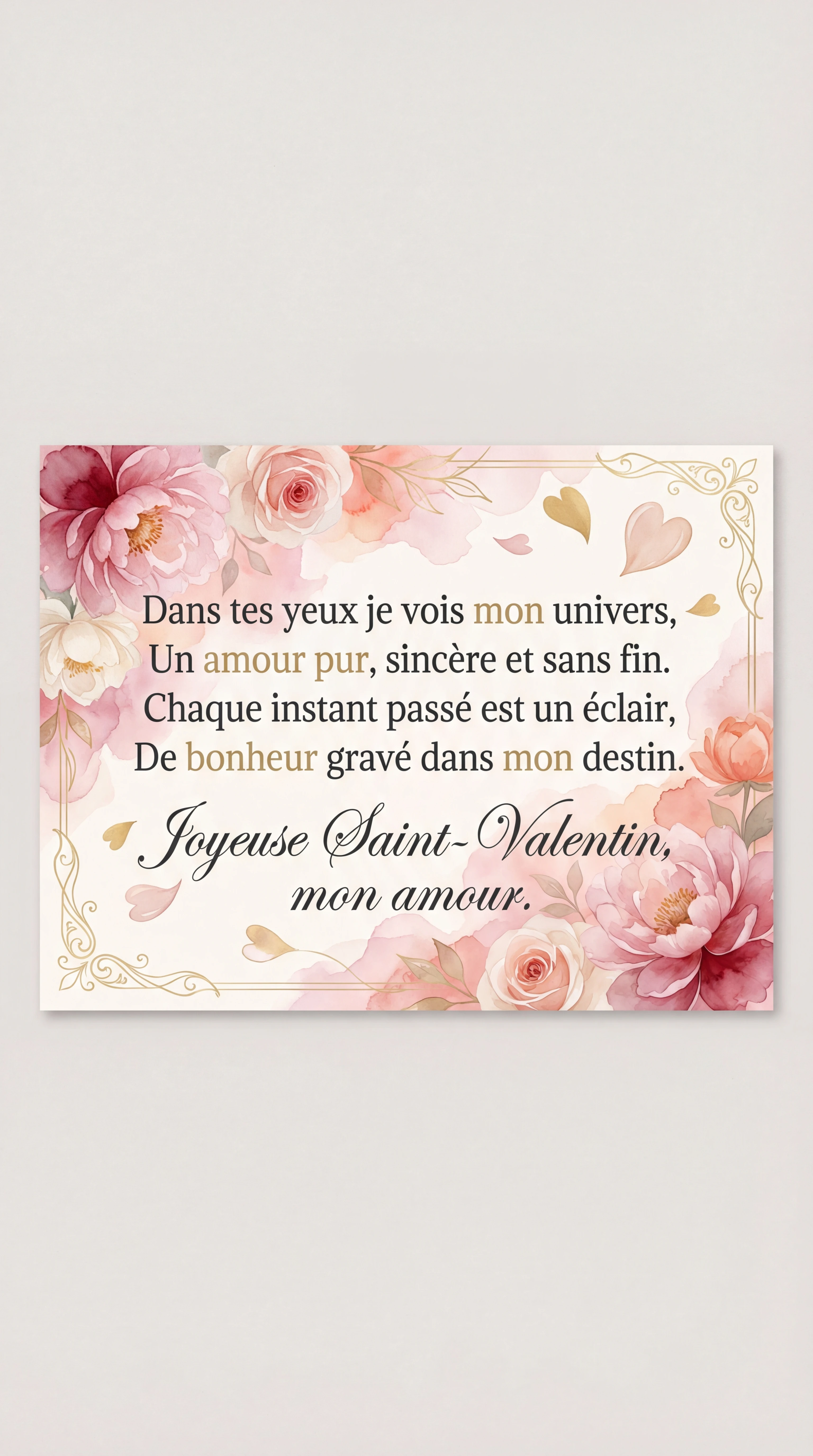 Carte de Saint-Valentin pour mon amour