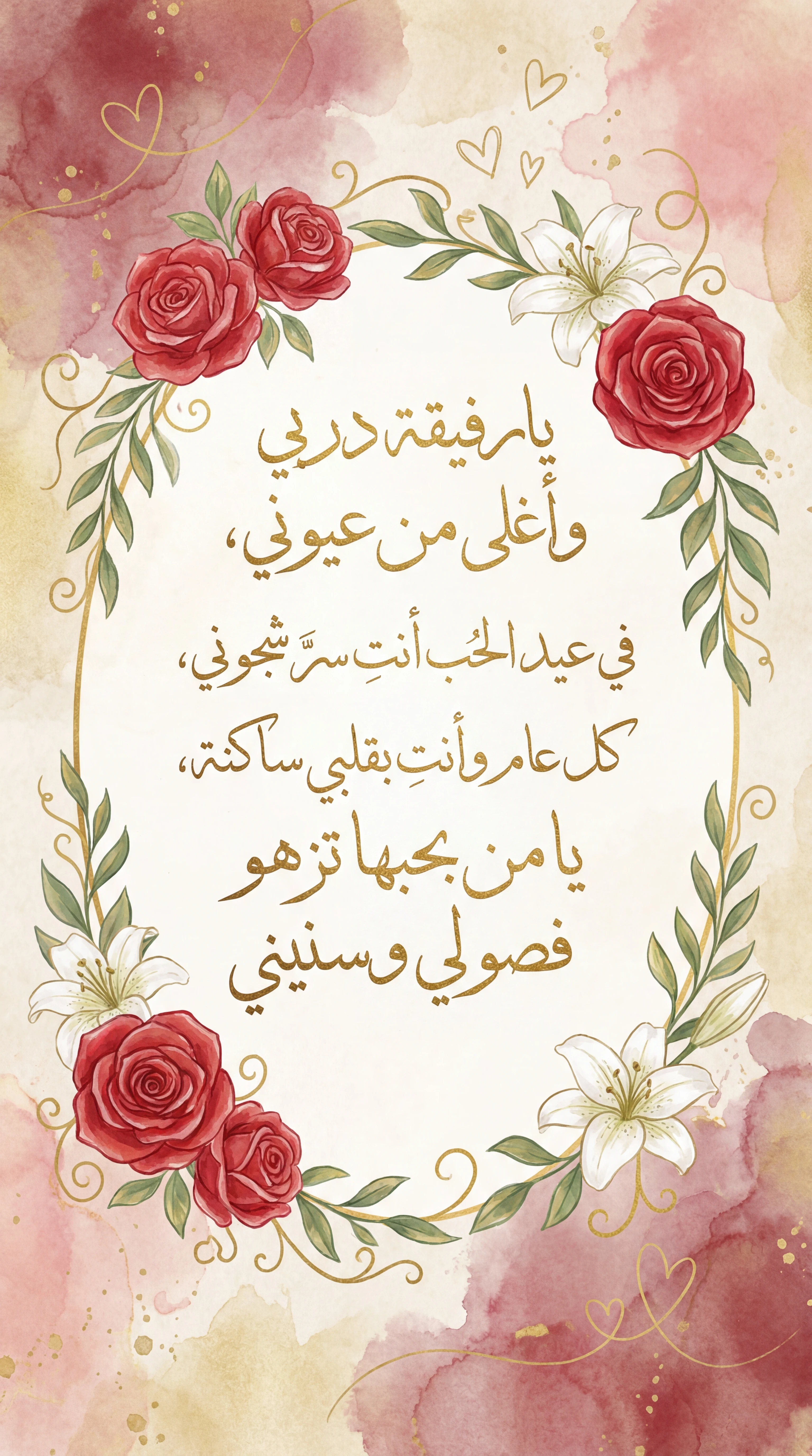 تهنئة عيد الحب لزوجتي الغالية