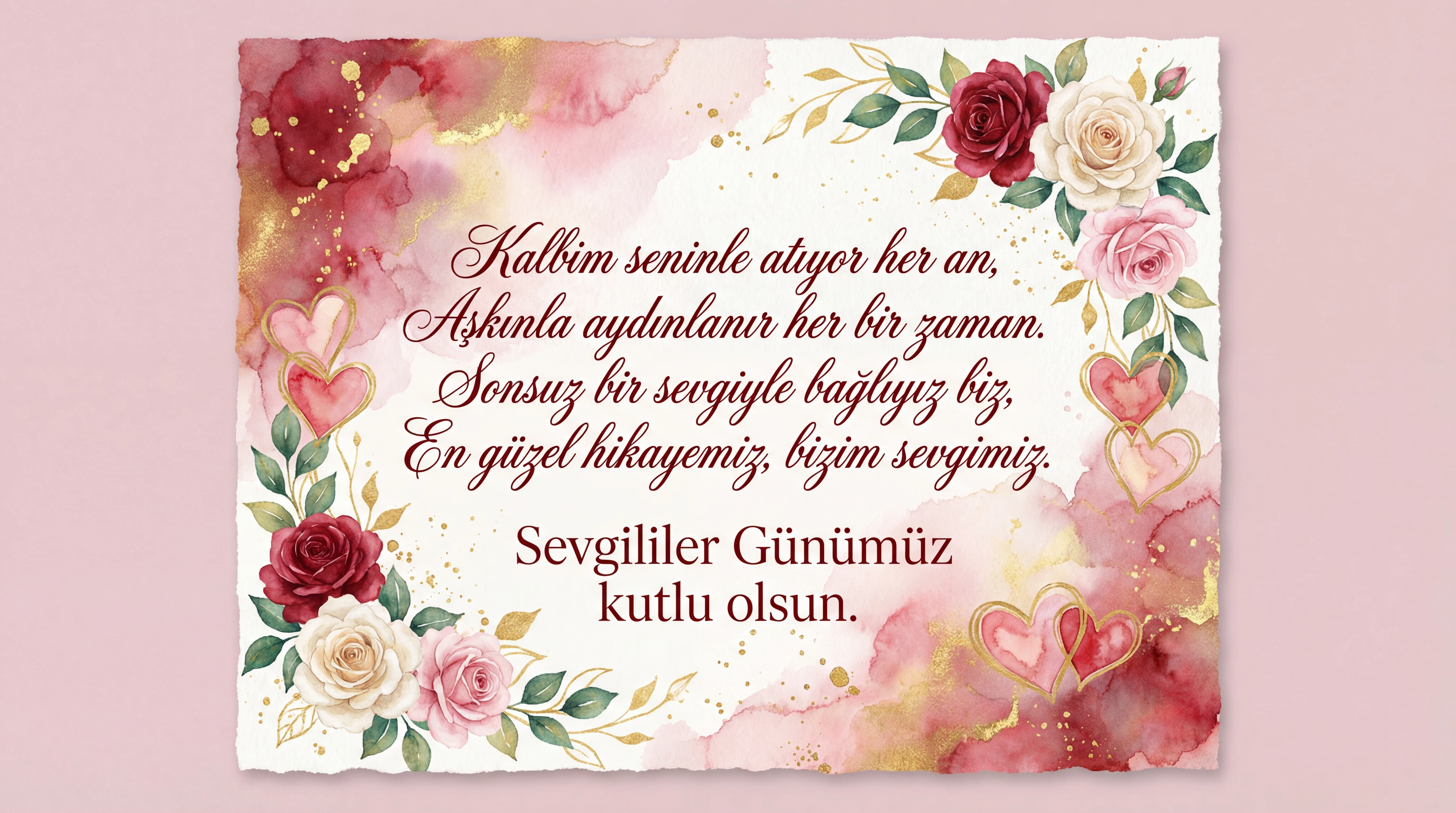 Sevgililer Günü için romantik kutlama mesajı