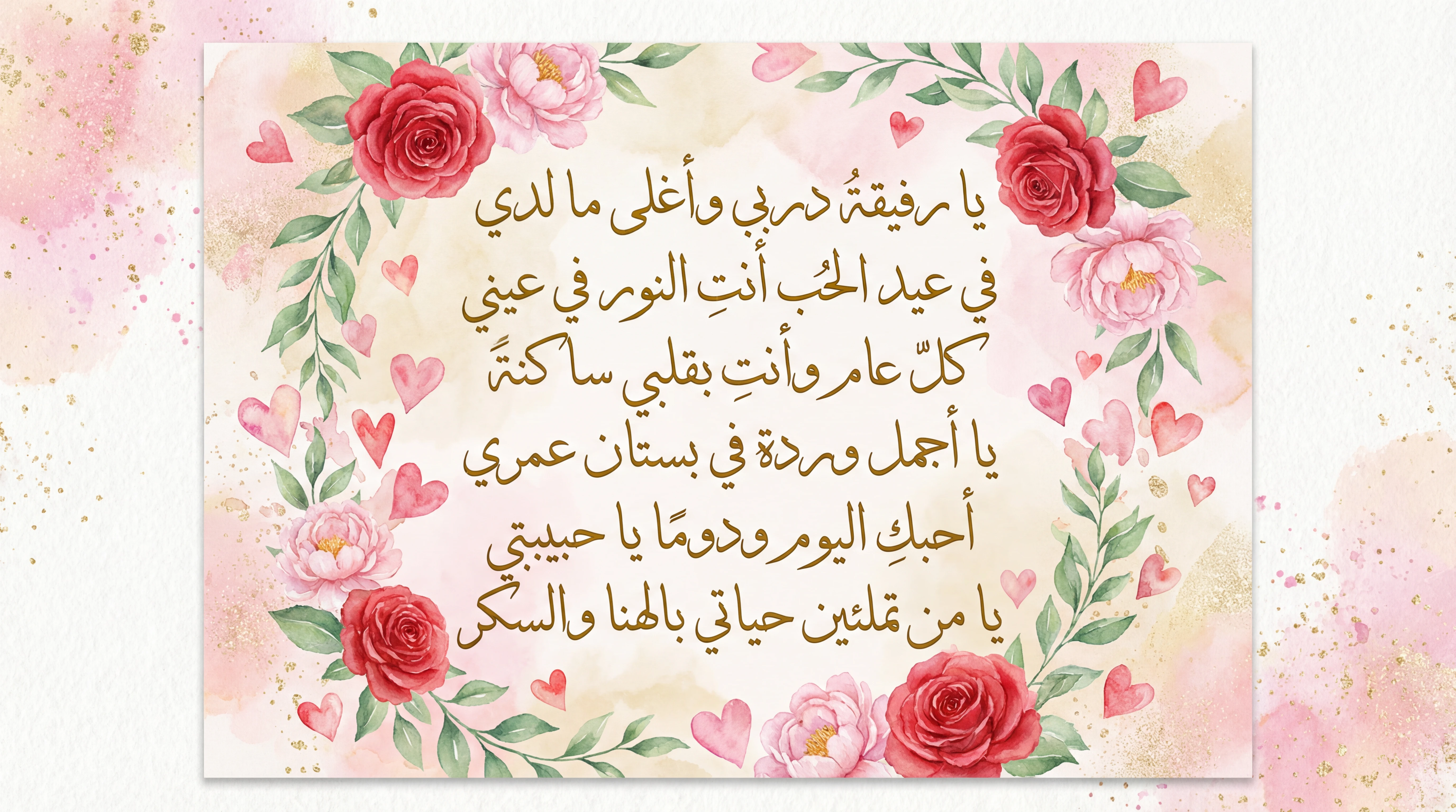 بطاقة تهنئة عيد الحب لزوجتي الحبيبة