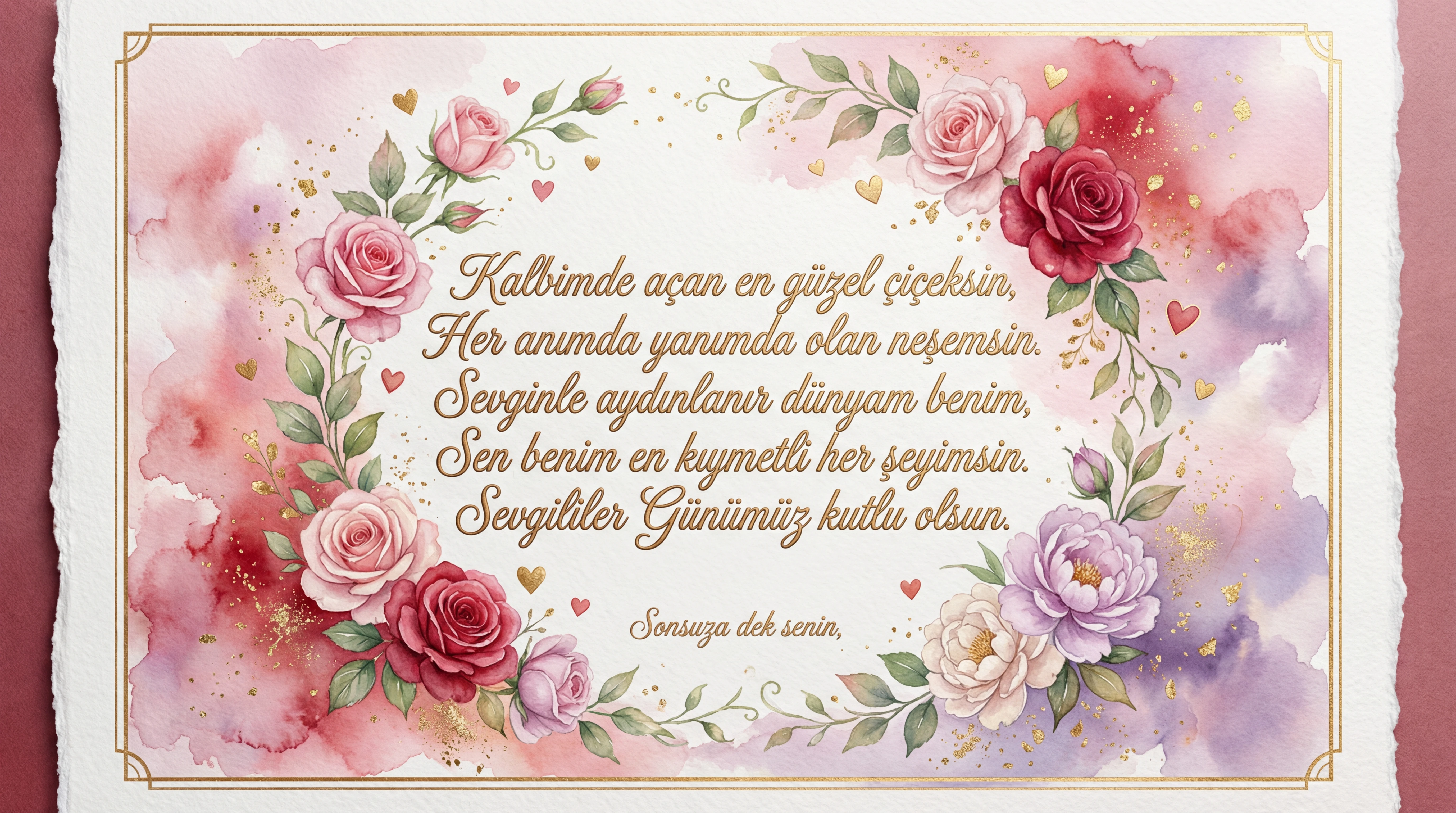 Sevgililer Günü kartı için mesaj