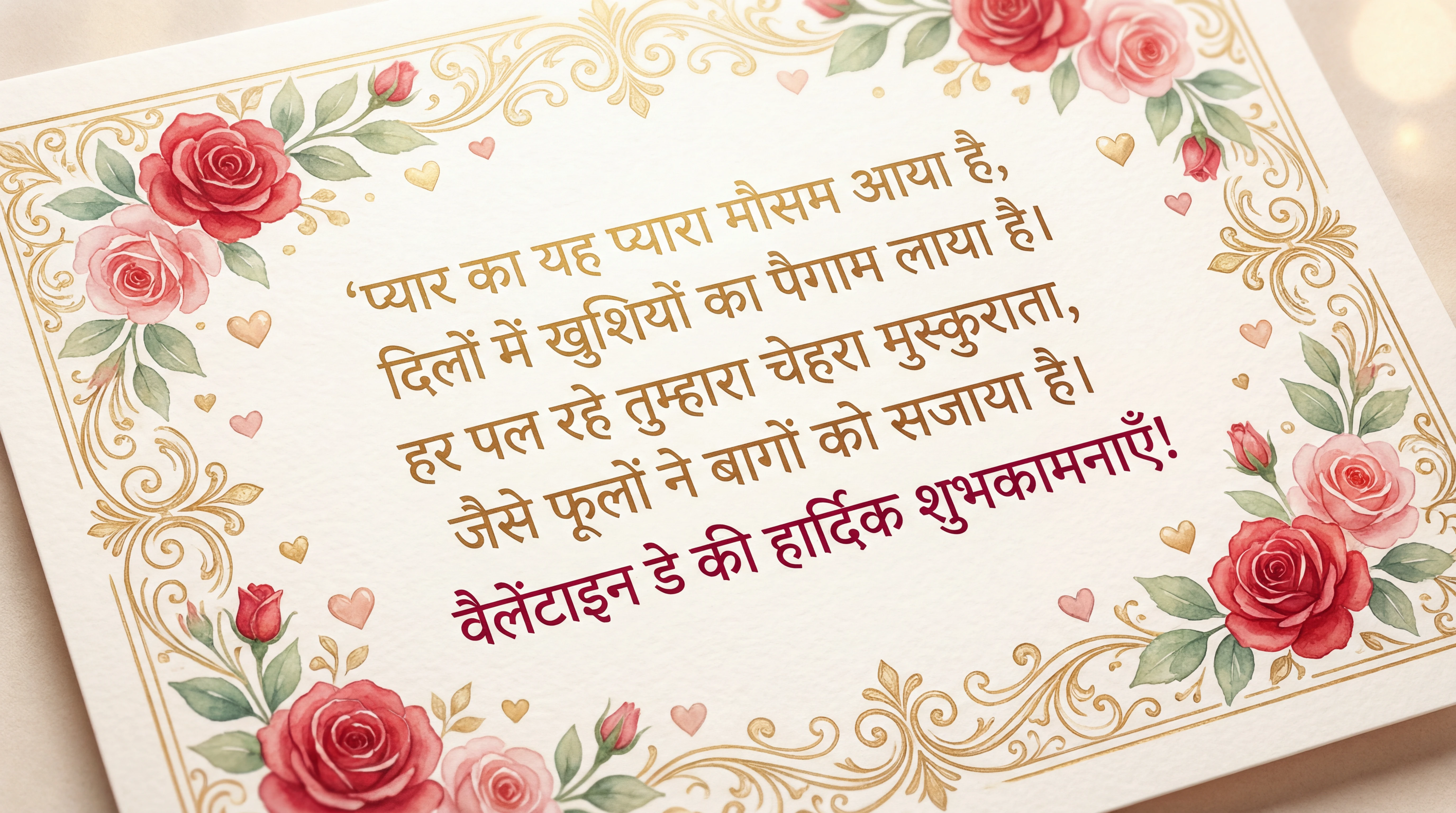 वैलेंटाइन डे के लिए शुभकामना संदेश