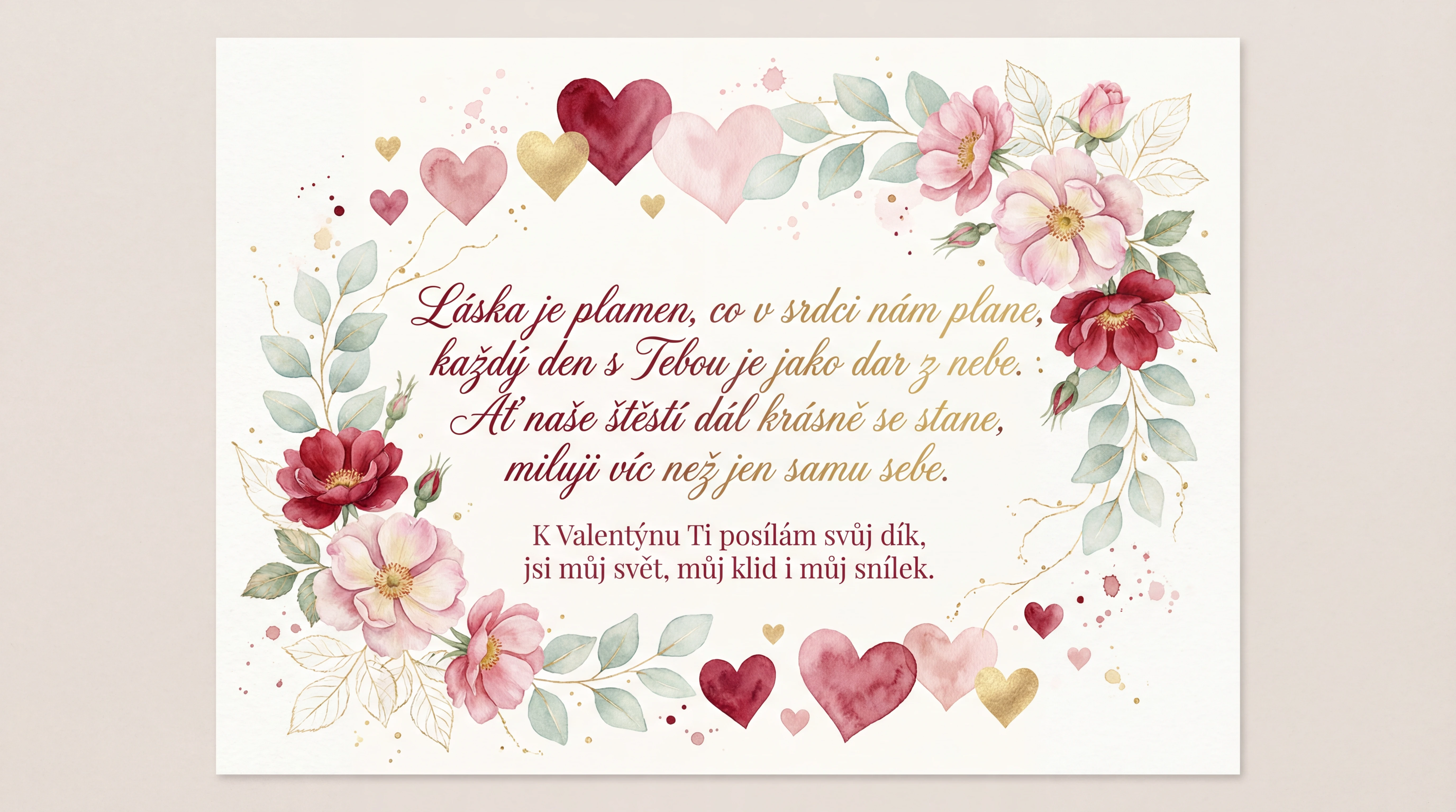 Přání k Valentýnu pro milovanou osobu