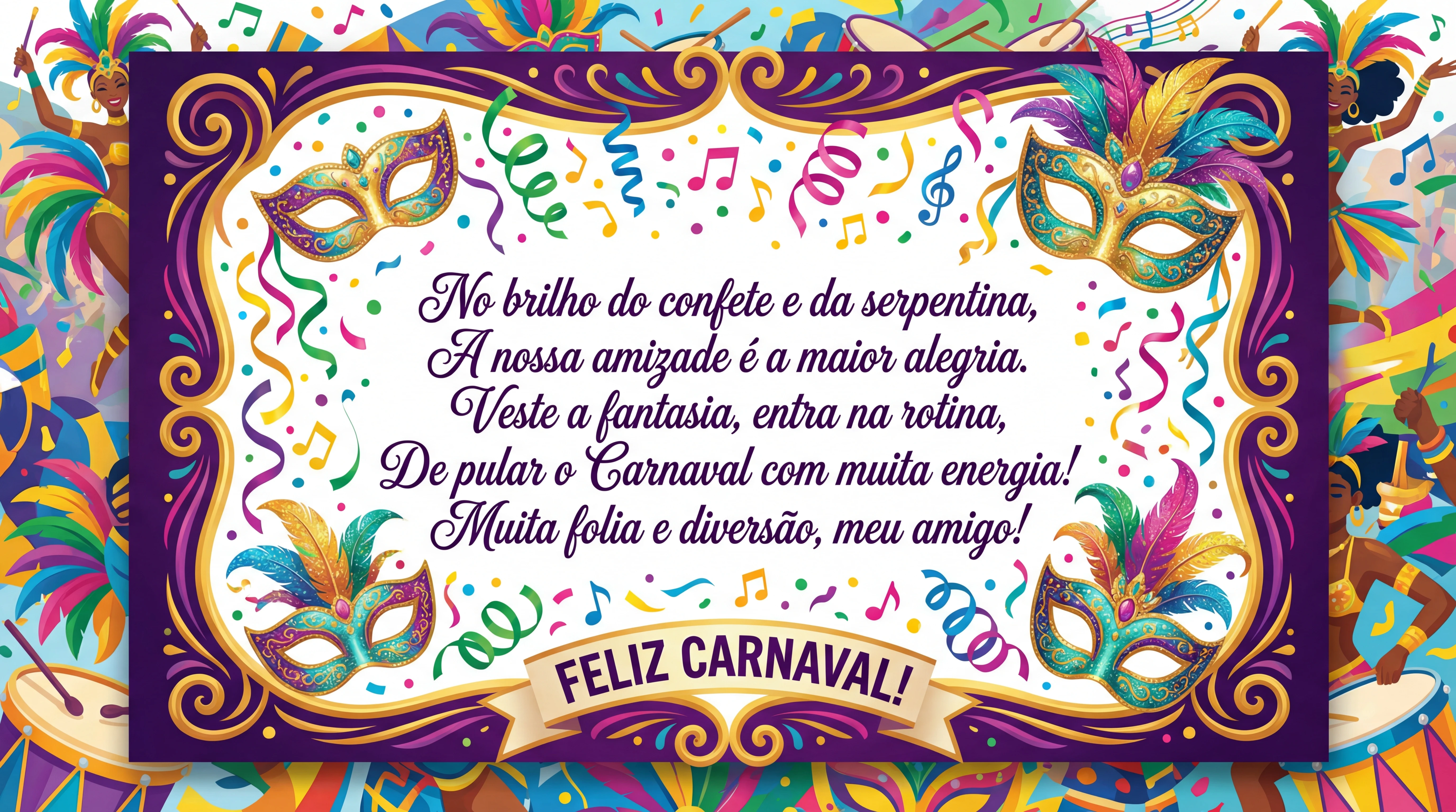 Cartão de Carnaval divertido para um amigo