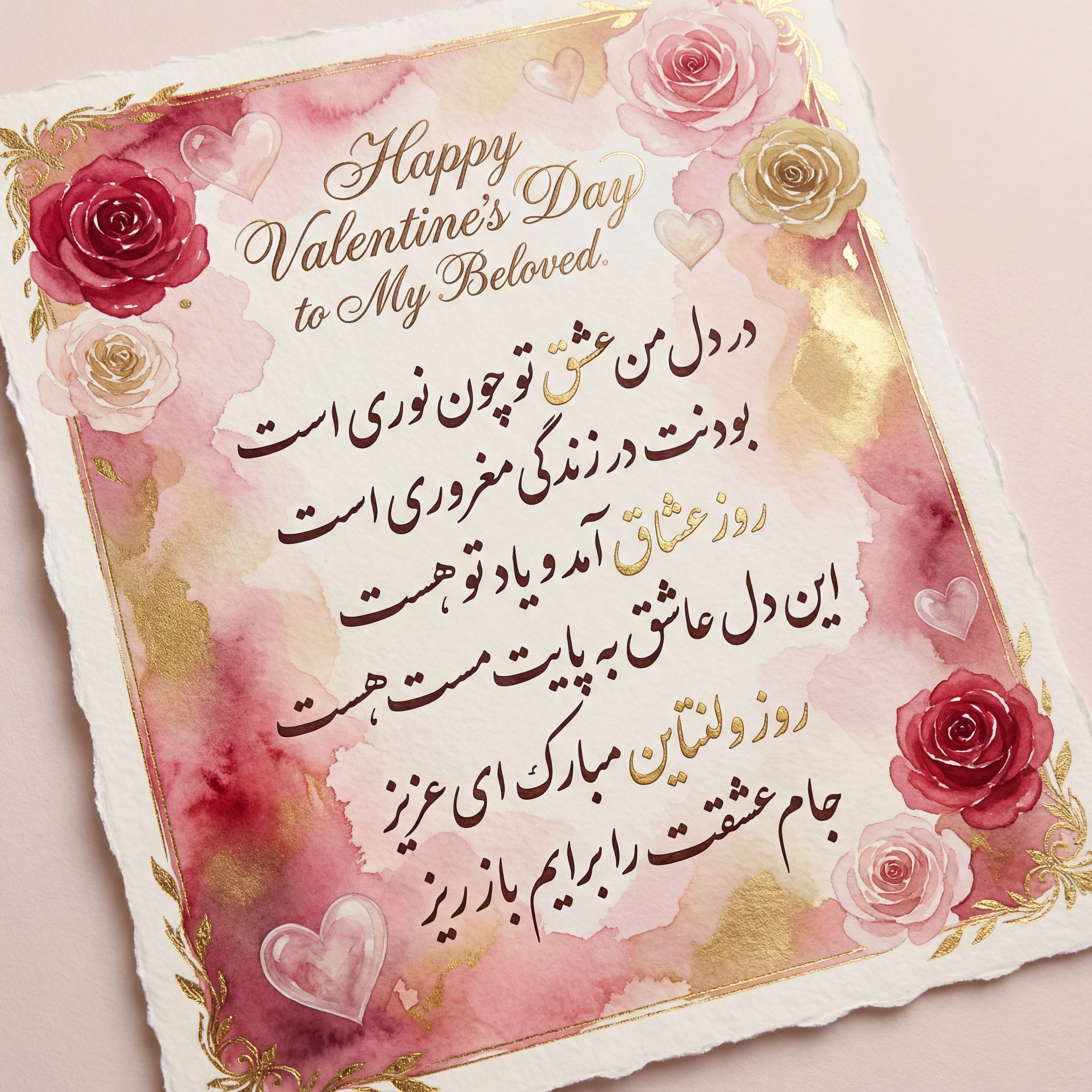 کارت تبریک روز ولنتاین برای عشقم