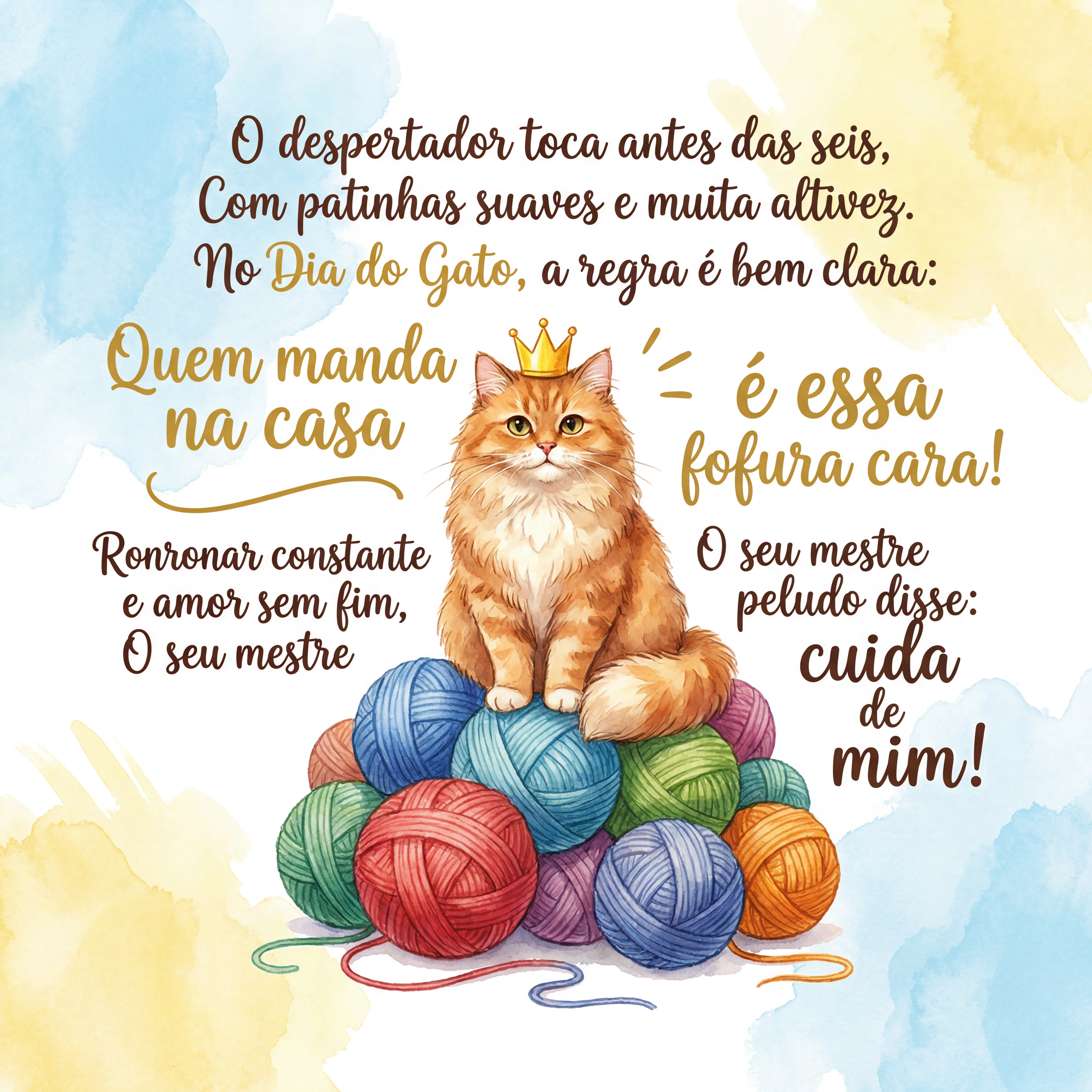 mensagem divertida para amante de gatos no Dia Mundial do Ga...