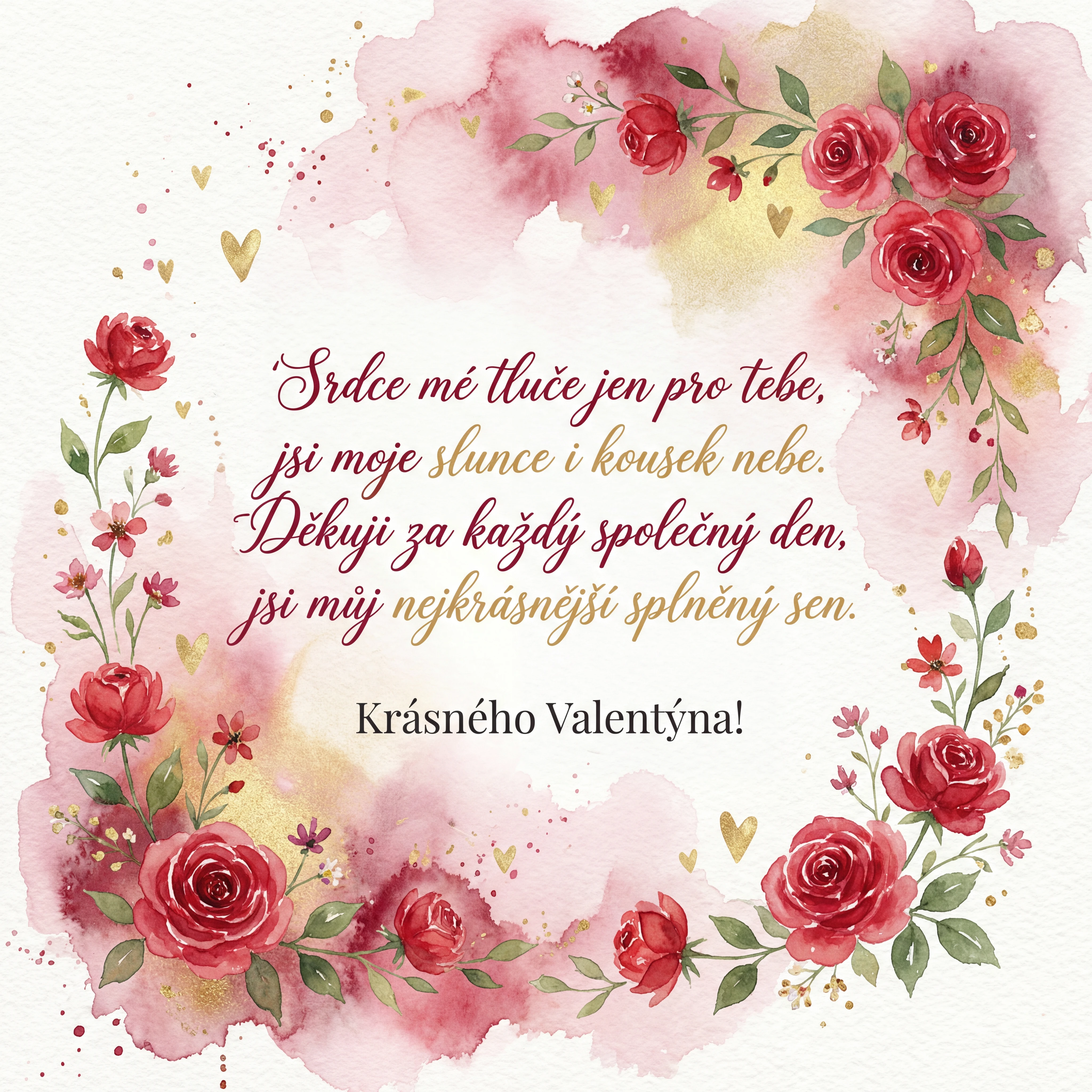 přání k Valentýnu pro milovanou osobu