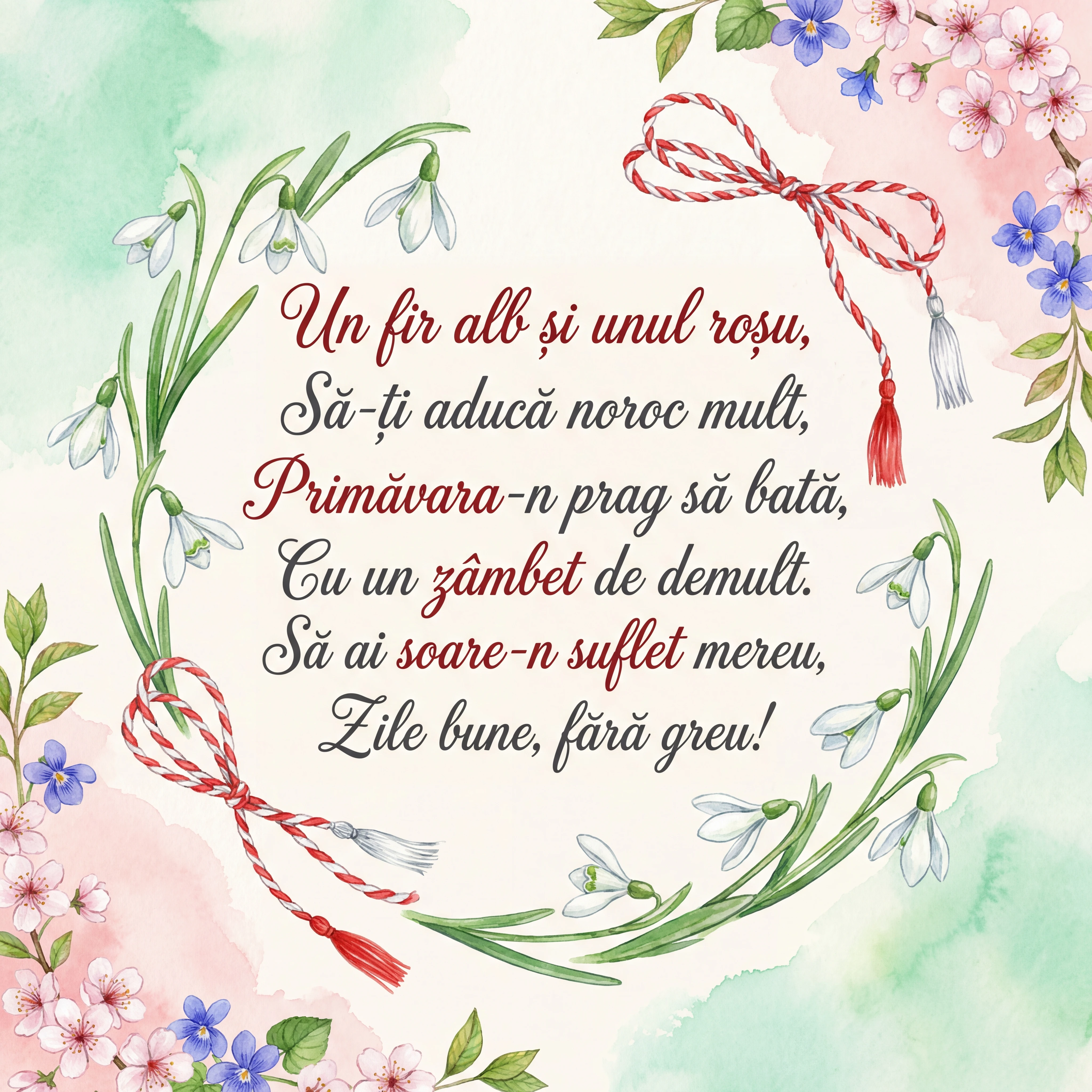 Mesaj scurt pentru felicitarea de Mărțișor, de 1 Martie