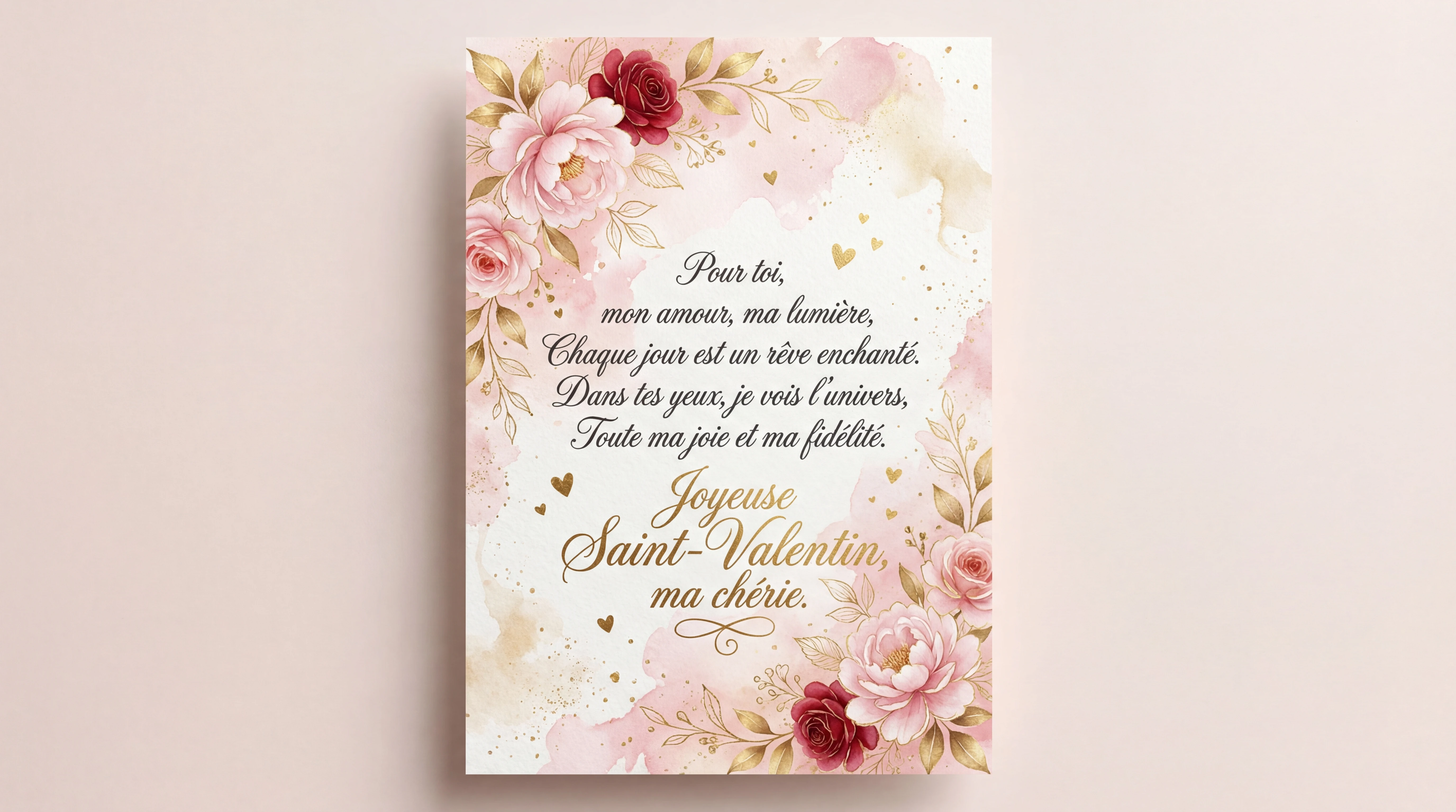 Carte pour la Saint-Valentin à ma chérie