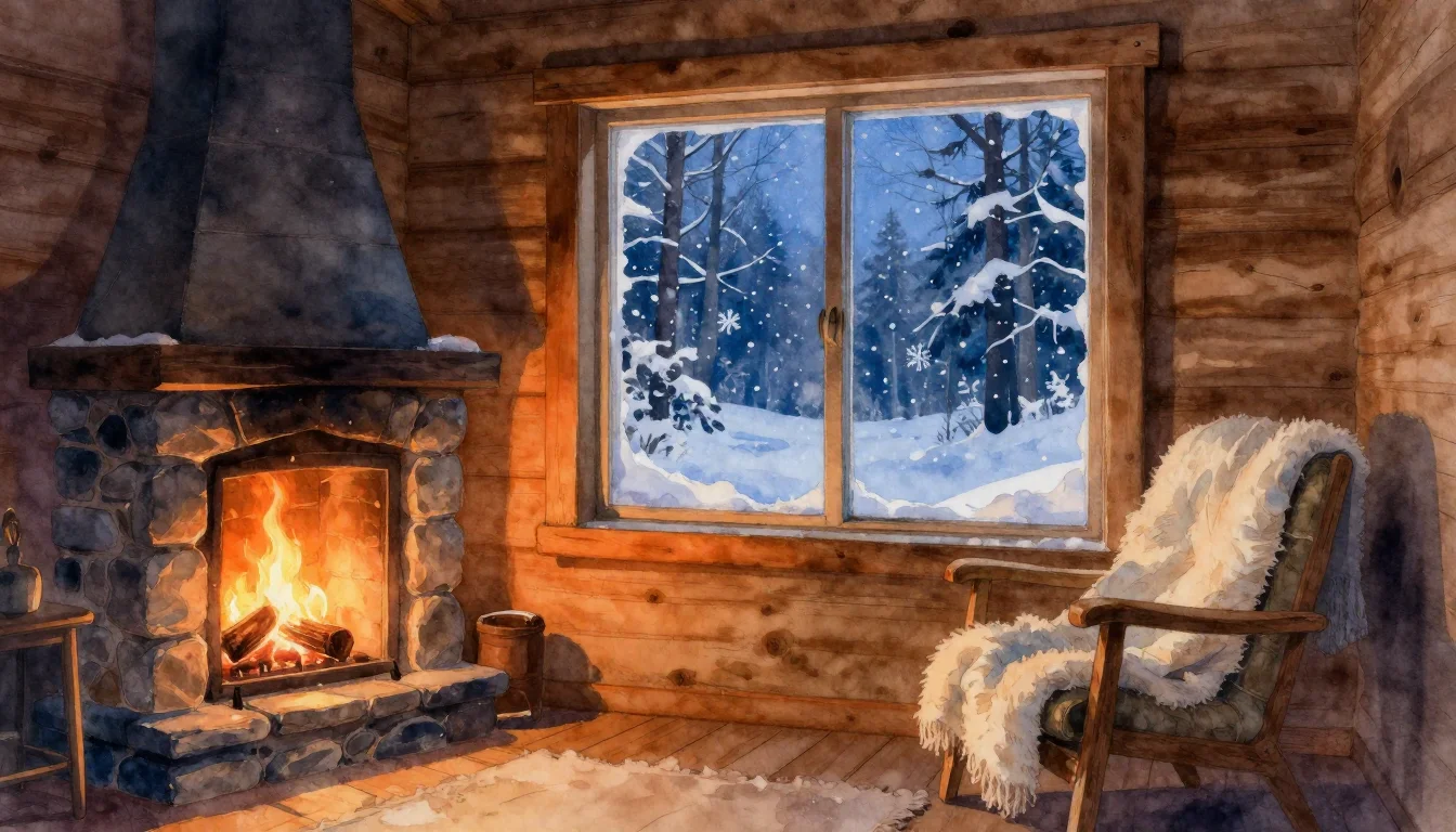 Snowy Cabin Serenity