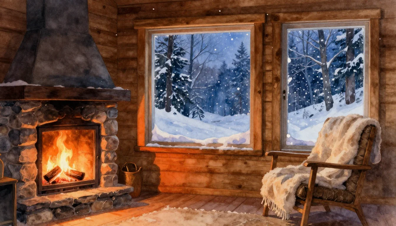 Snowy Cabin Serenity