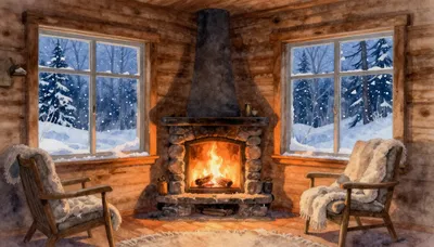 Snowy Cabin Serenity
