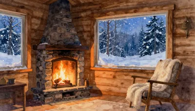 Snowy Cabin Serenity