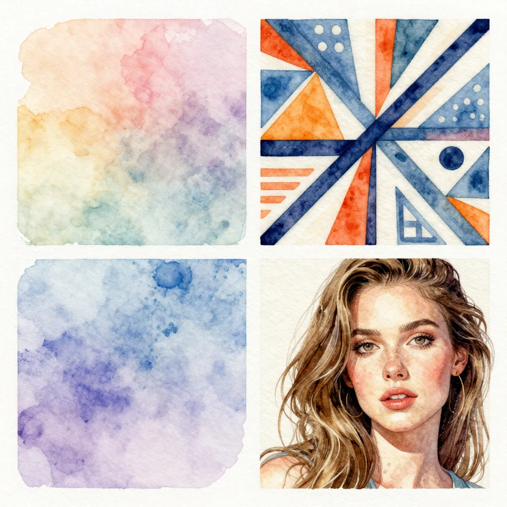 A beautiful watercolor illustration showcasing a collage of ...