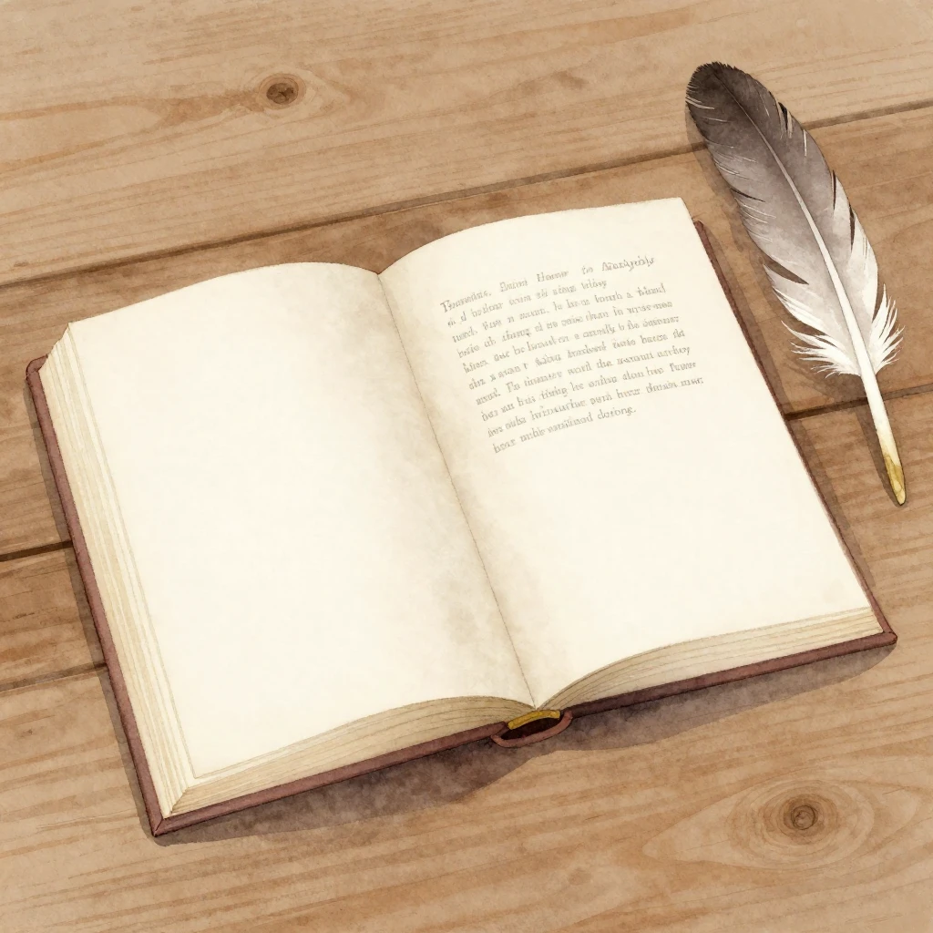 A minimalist watercolor illustration of an open book lying o...