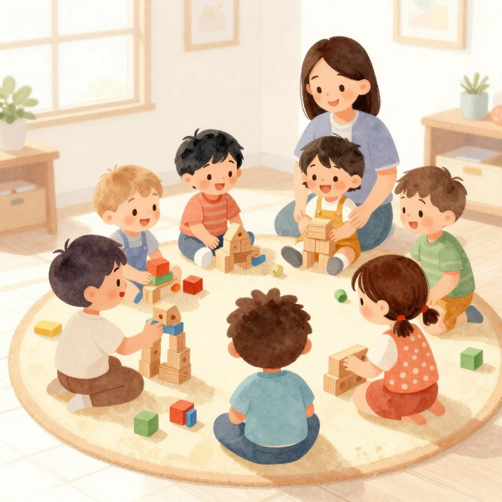 A bright, cheerful watercolor illustration of a diverse grou...