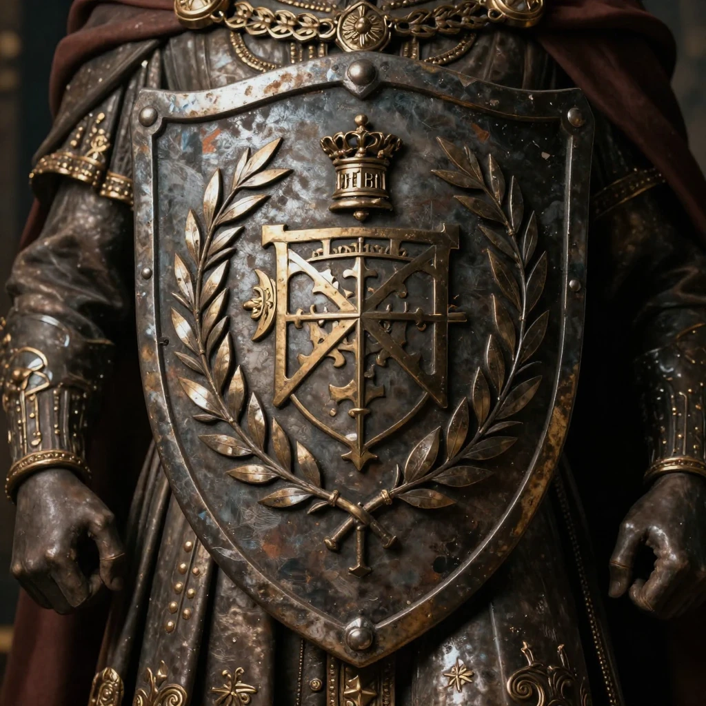 A symbolic representation of honor, such as a weathered shie...