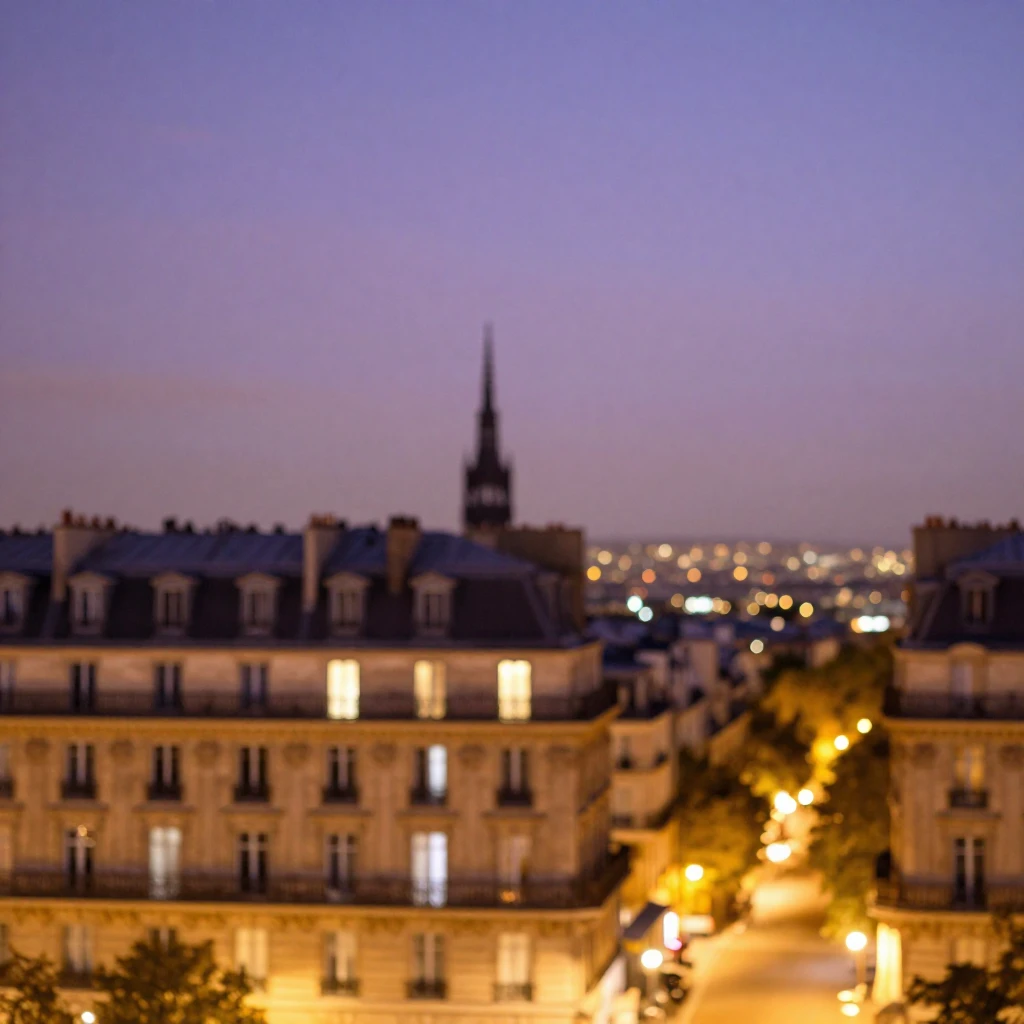 Blurred silhouette of classic Haussmann architecture in Pari...