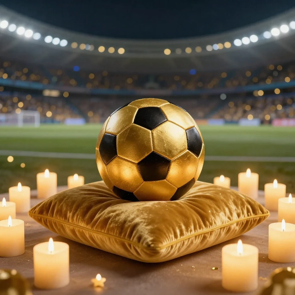 A high-end, artistic representation of a golden football res...