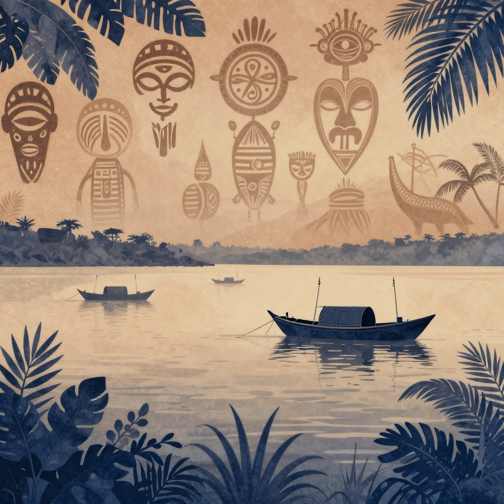 Abstract patterns reminiscent of African tribal art, subtle ...