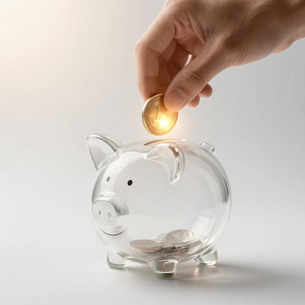 A conceptual image of a hand carefully placing a glowing coi...