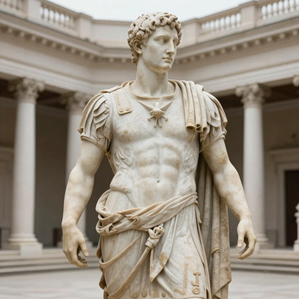 A highly detailed artistic depiction of a classical marble s...