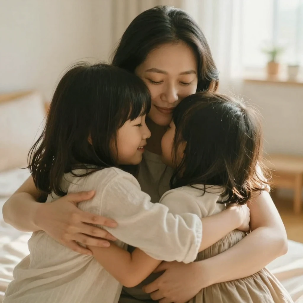 A heartwarming scene depicting a family embracing, showing l...