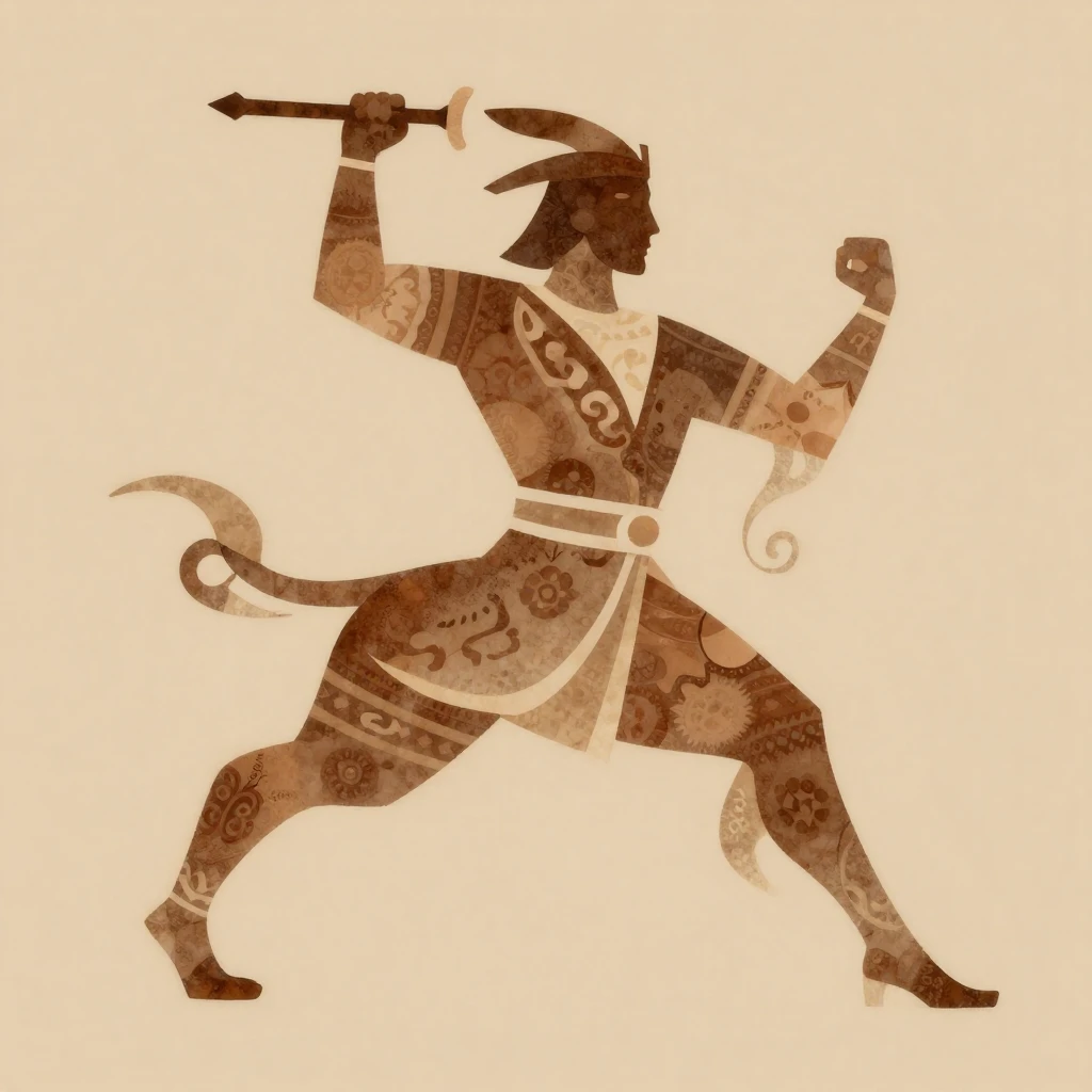 An abstract representation of a Cossack spirit, with flowing...