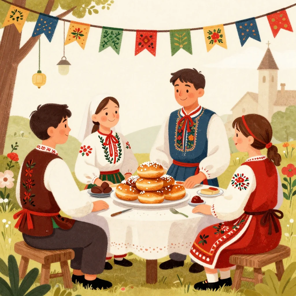 An artistic illustration depicting a traditional Polish cele...