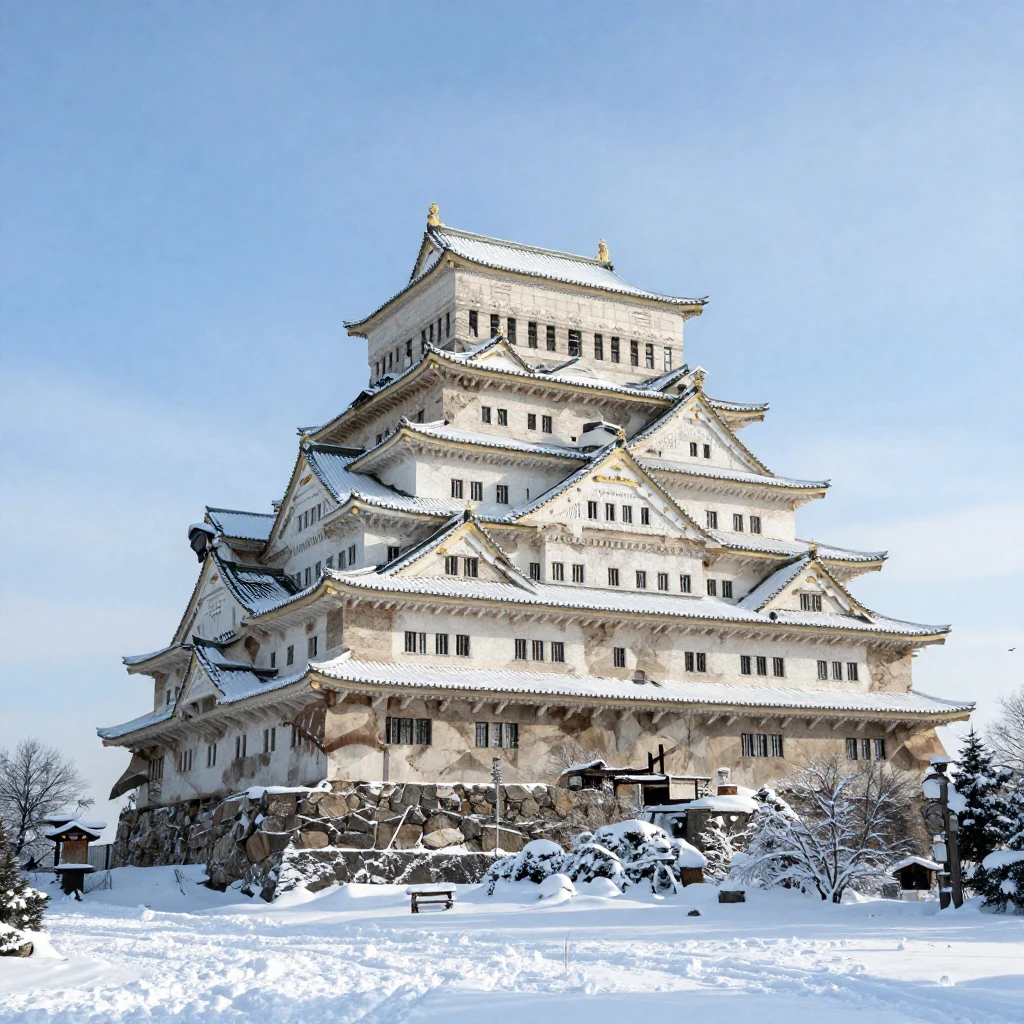 A majestic historic landmark, such as an ancient castle or a...