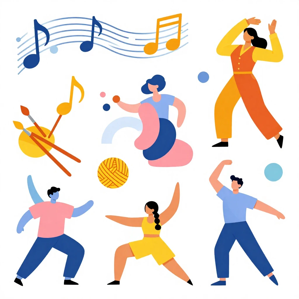 A vibrant, cheerful abstract illustration with bright colors...