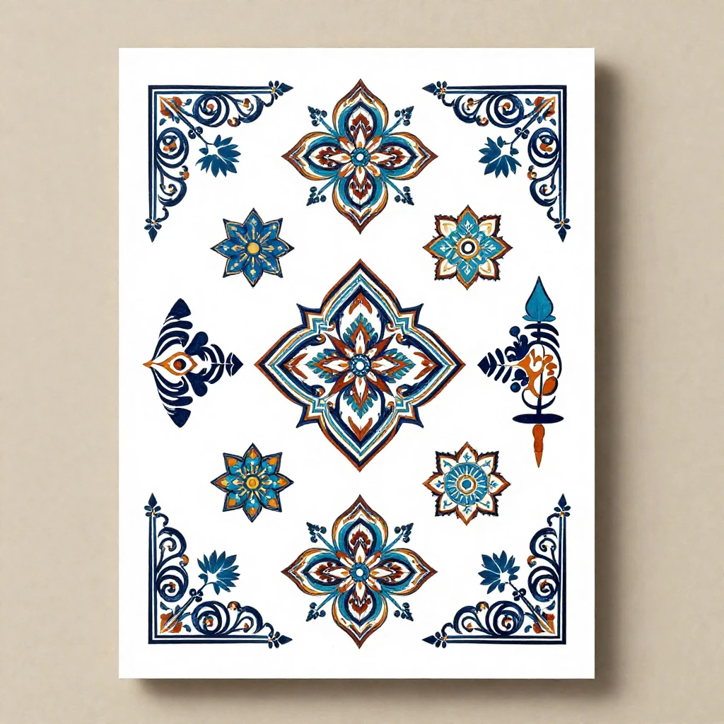 A greeting card design incorporating traditional Kazakh orna...