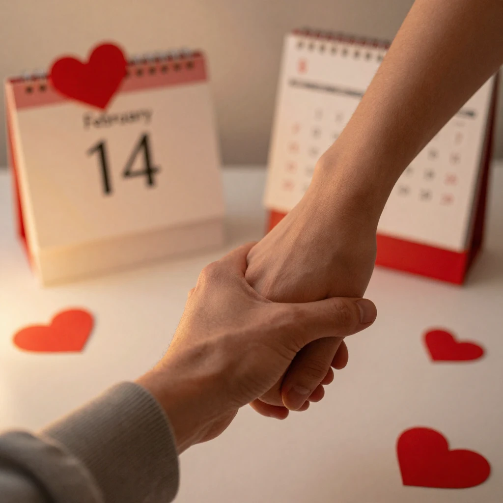 A romantic scene with a couple holding hands, surrounded by ...