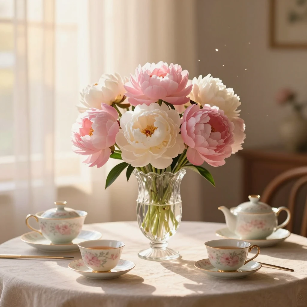 A warm and cozy scene featuring an elegant table setting wit...