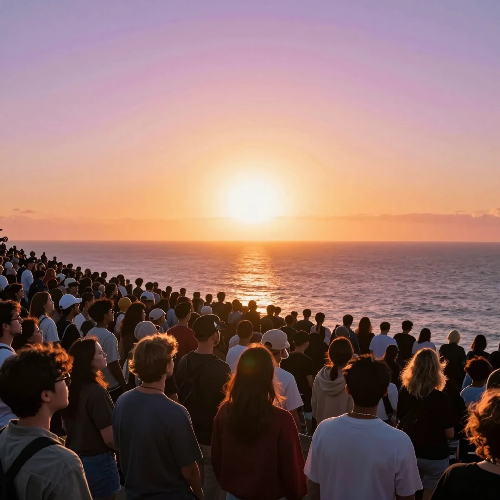 A grand final scene of a music video: a huge crowd of divers...