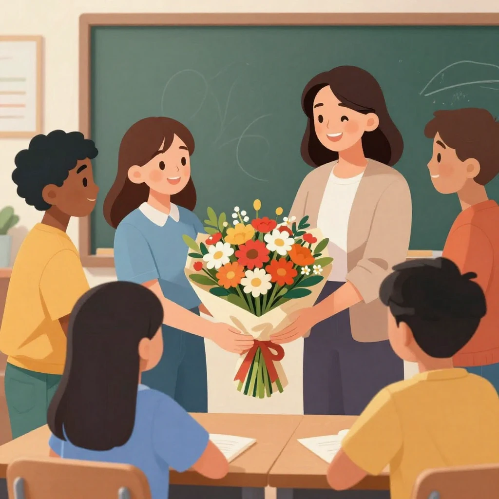 A vibrant, artistic scene depicting a group of diverse stude...