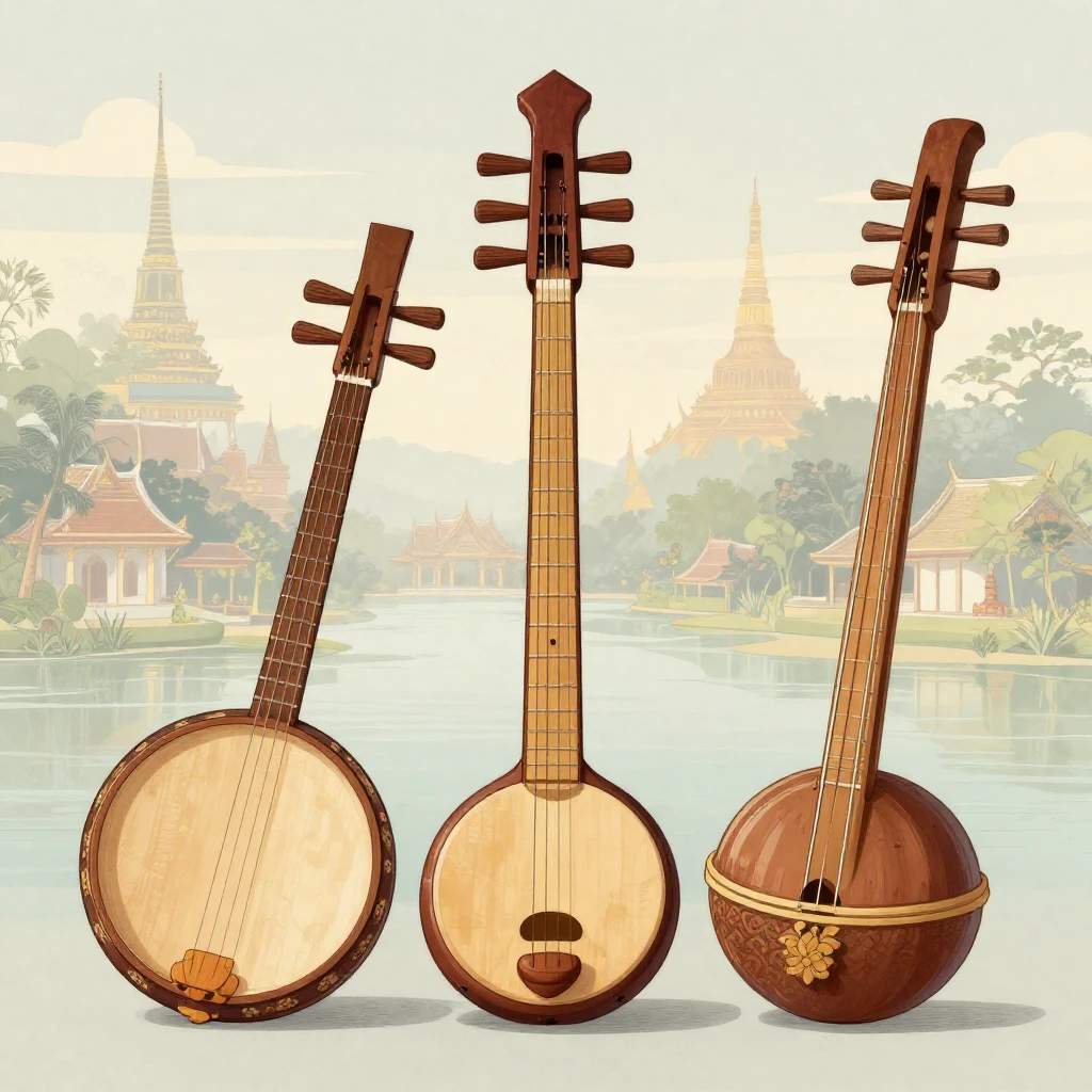 An artistic rendering of traditional Thai musical instrument...