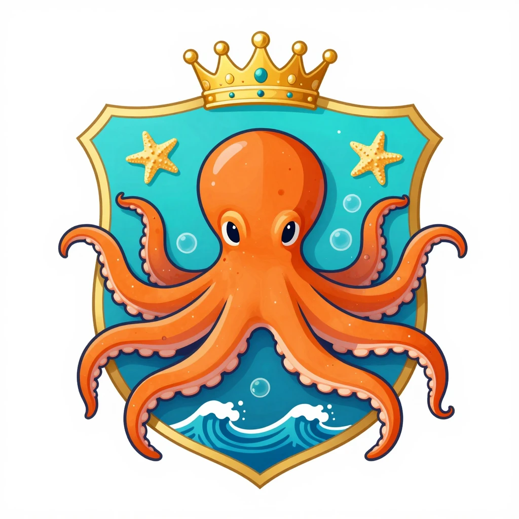 A vibrant modern coat of arms for a team named 'Hug an Octop...