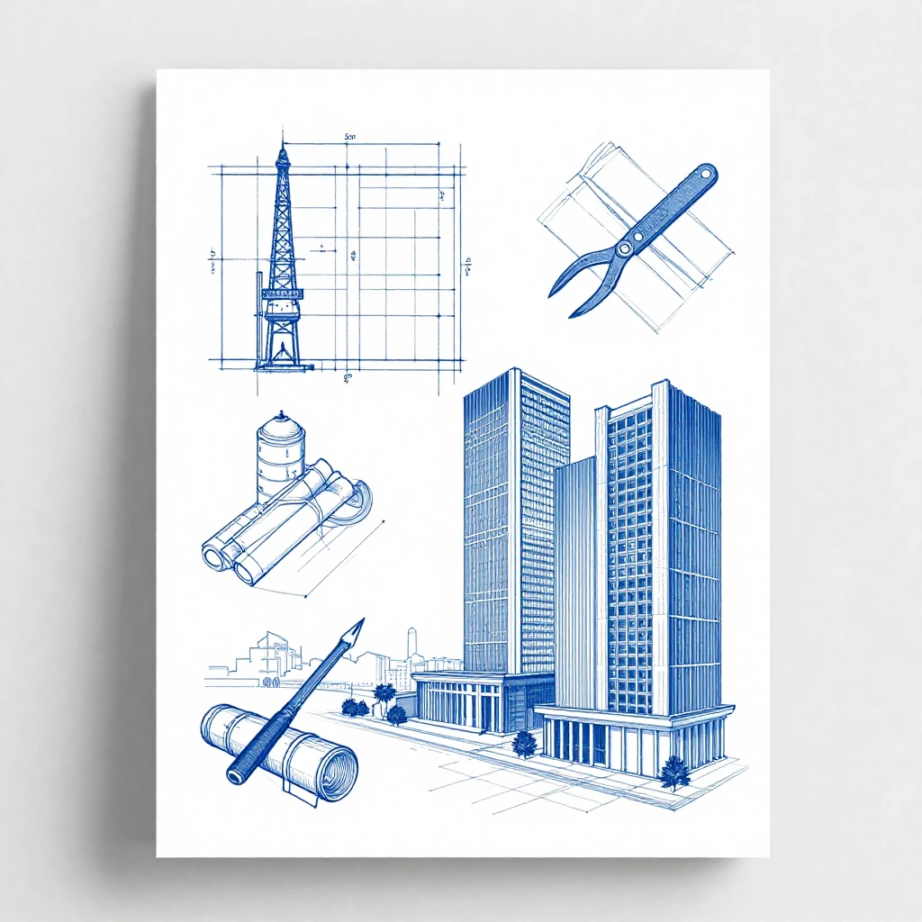 A greeting card visual for architects, featuring abstract bl...