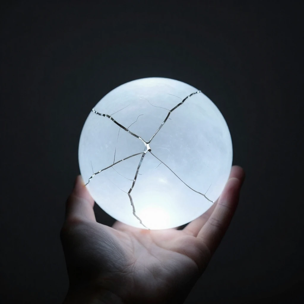 A conceptual art piece featuring a single, fragile glowing o...
